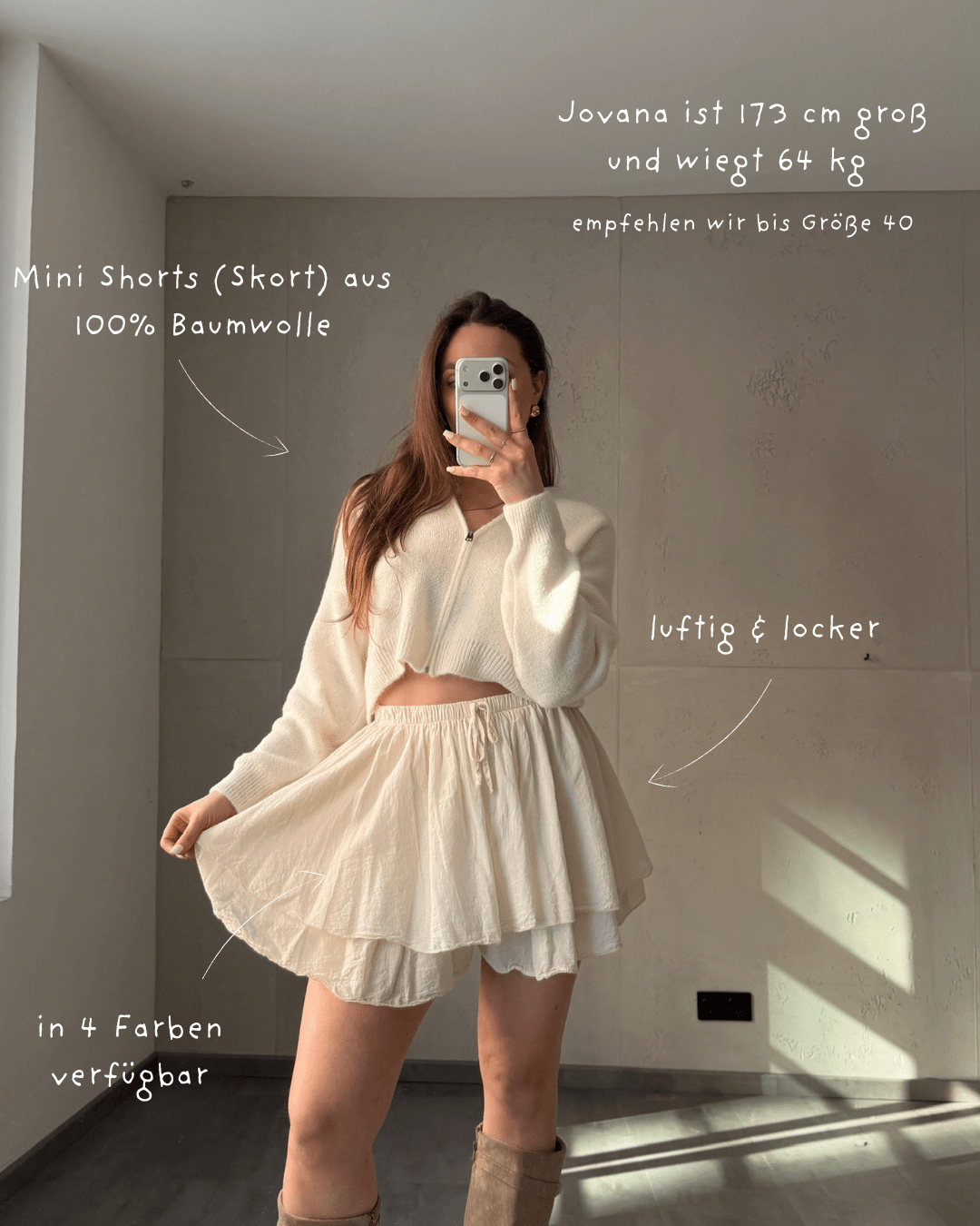 Baumwoll - Minirock mit Shorts (Skort) im Rüschenlook - Switch - Fashion