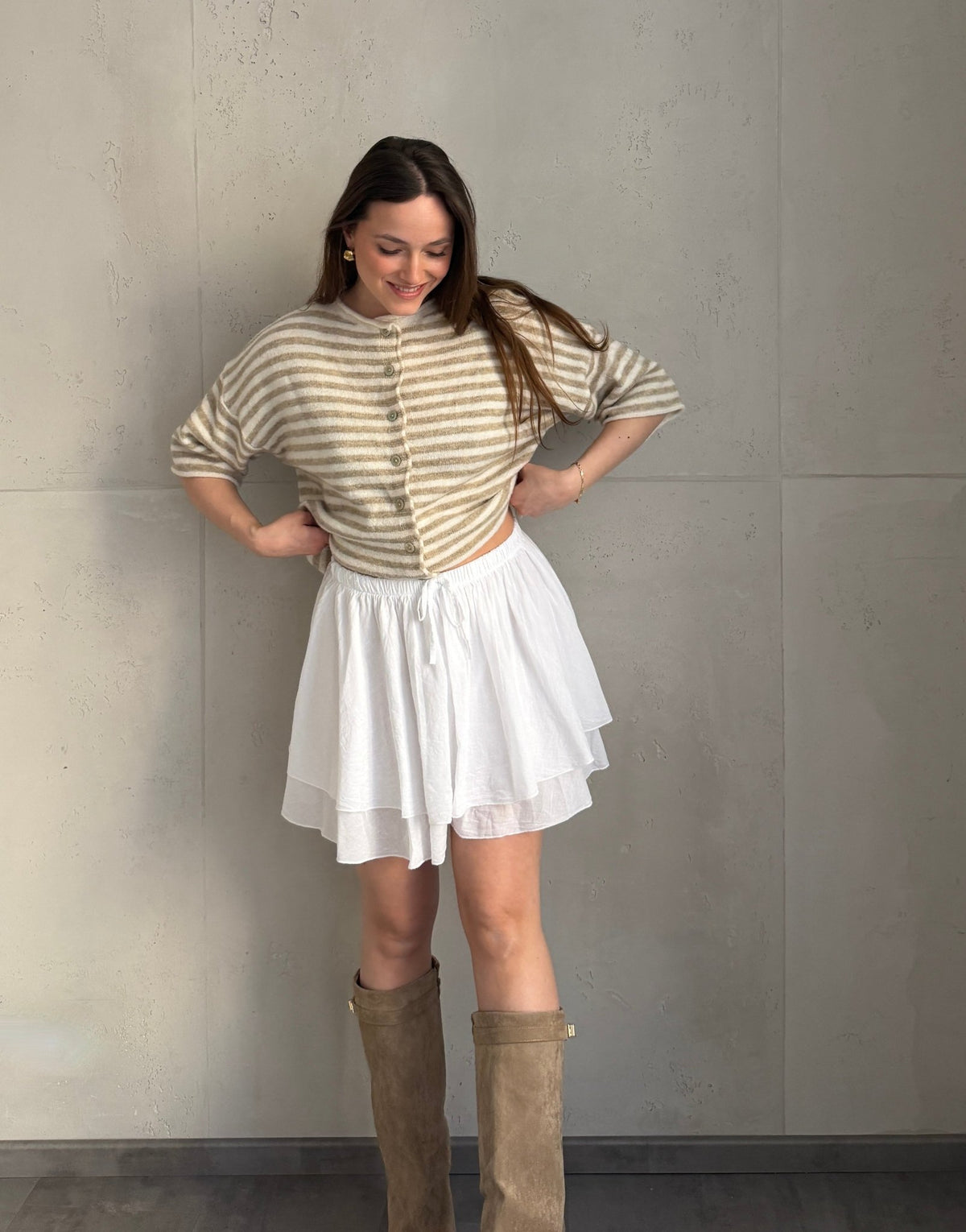 Baumwoll - Minirock mit Shorts (Skort) im Rüschenlook - Switch - Fashion