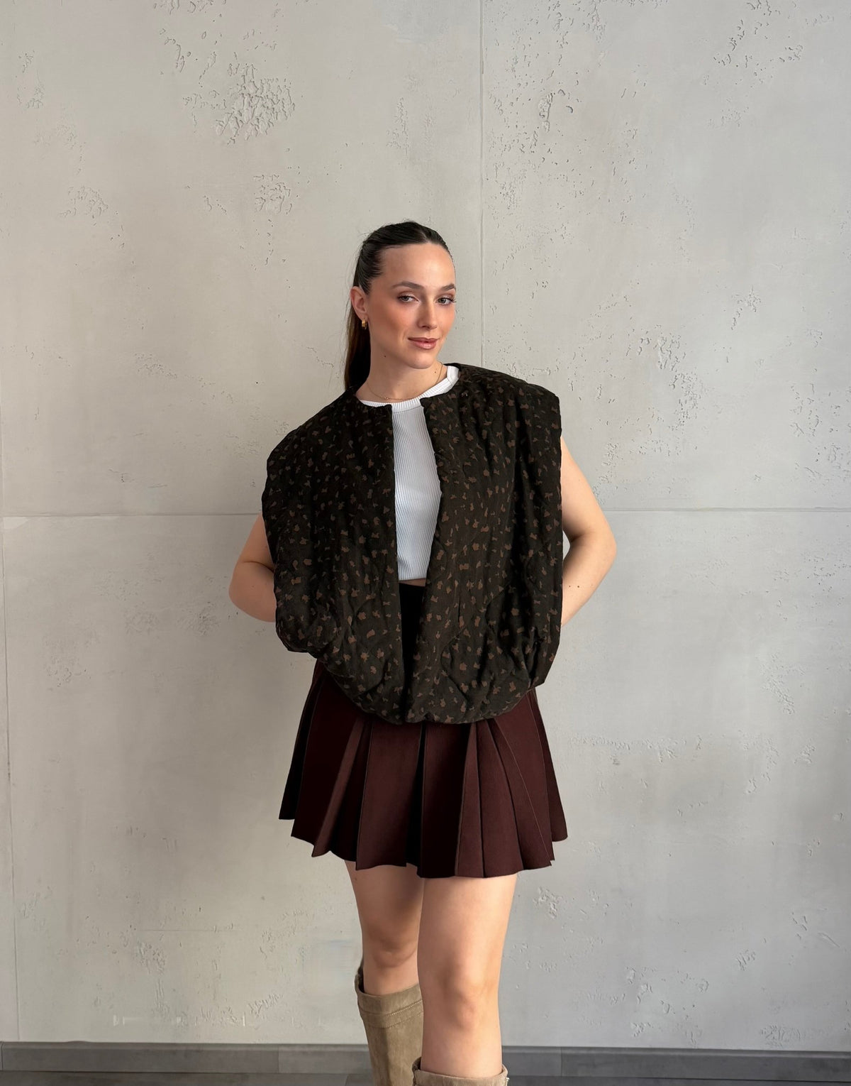 Cord - Weste mit Leo - Print und Seitentaschen - Switch - Fashion