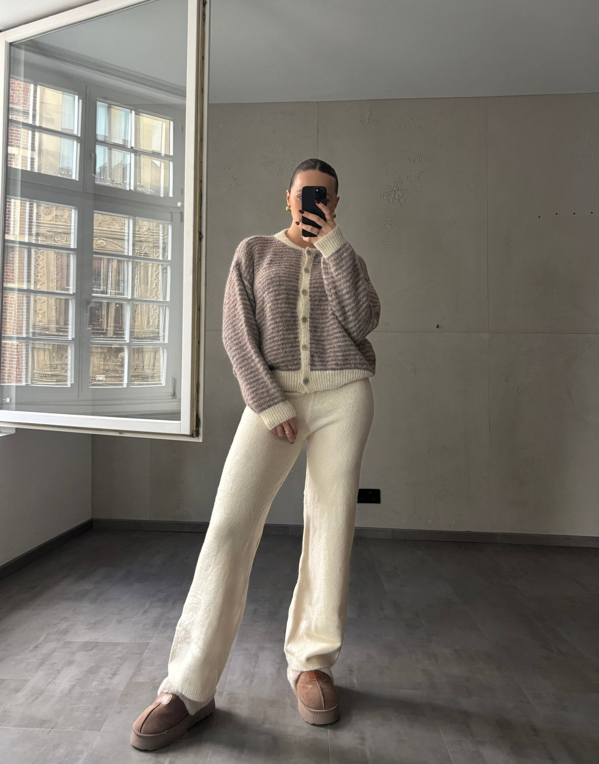 Feingestreifte Strickjacke mit Knöpfen - Switch - Fashion