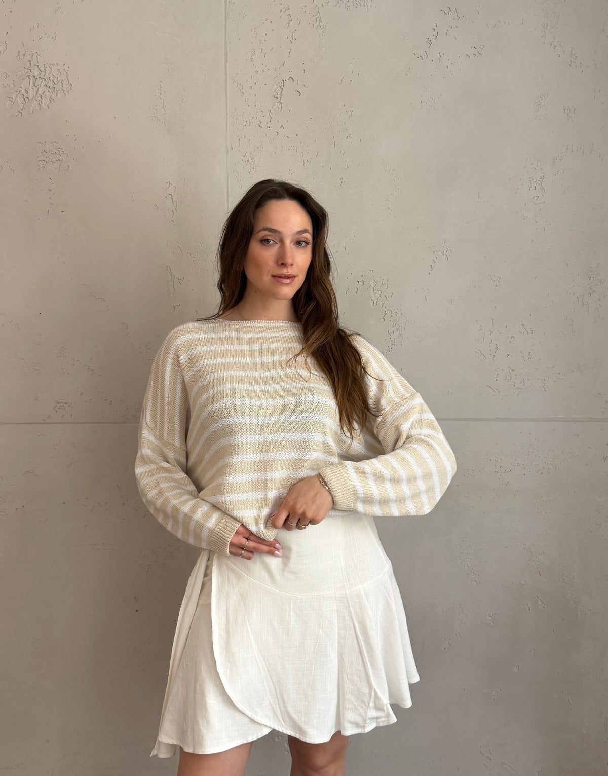 Gestreifter Baumwoll - Pullover mit Außennaht - Switch - Fashion
