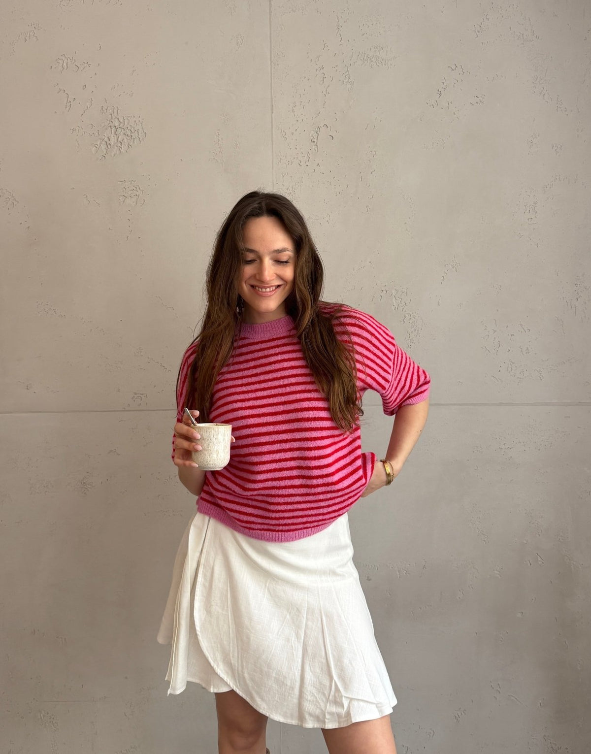 Gestreifter Kurzarm Pullover - Switch - Fashion