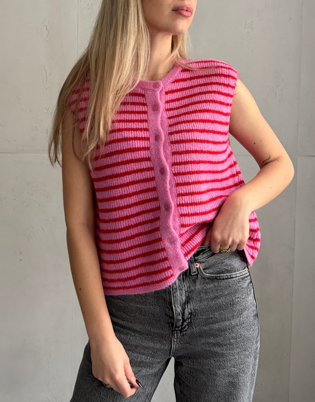Gestreifter Pullunder mit Knopfleiste - Switch - Fashion