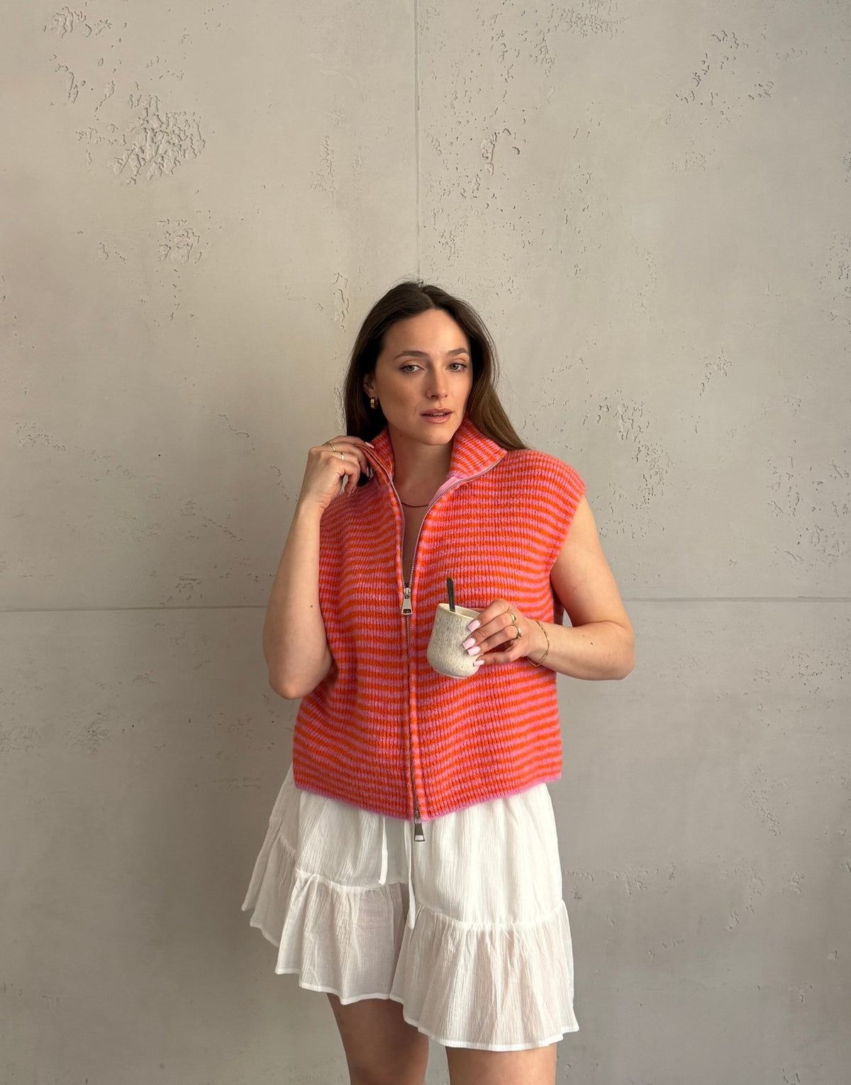 Gestreifter Zip - Pullunder - Switch - Fashion