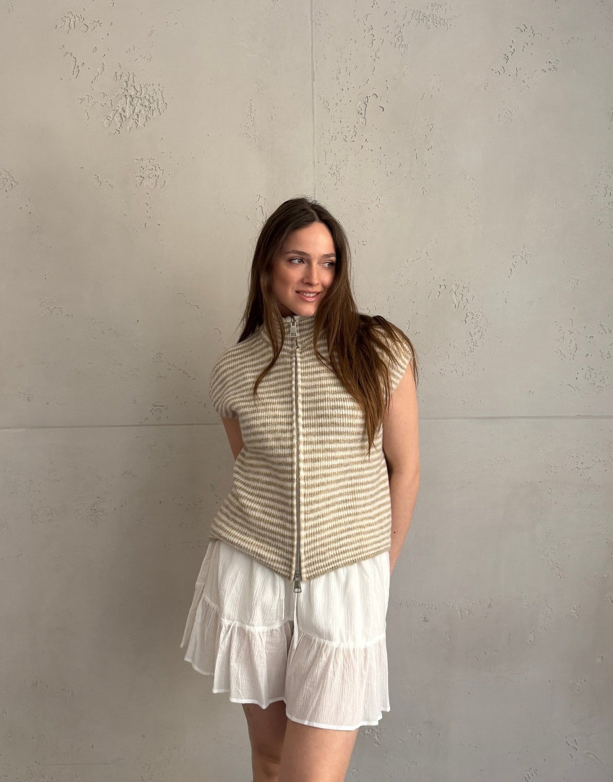 Gestreifter Zip - Pullunder - Switch - Fashion