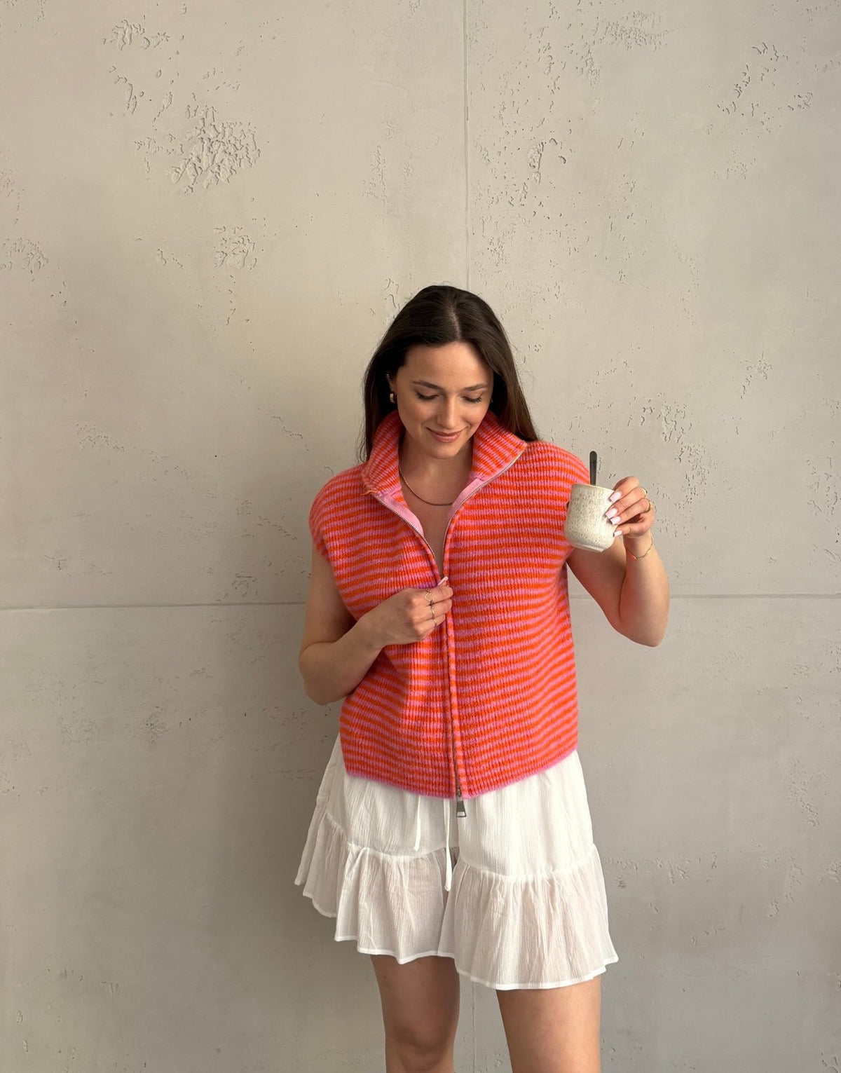 Gestreifter Zip - Pullunder - Switch - Fashion