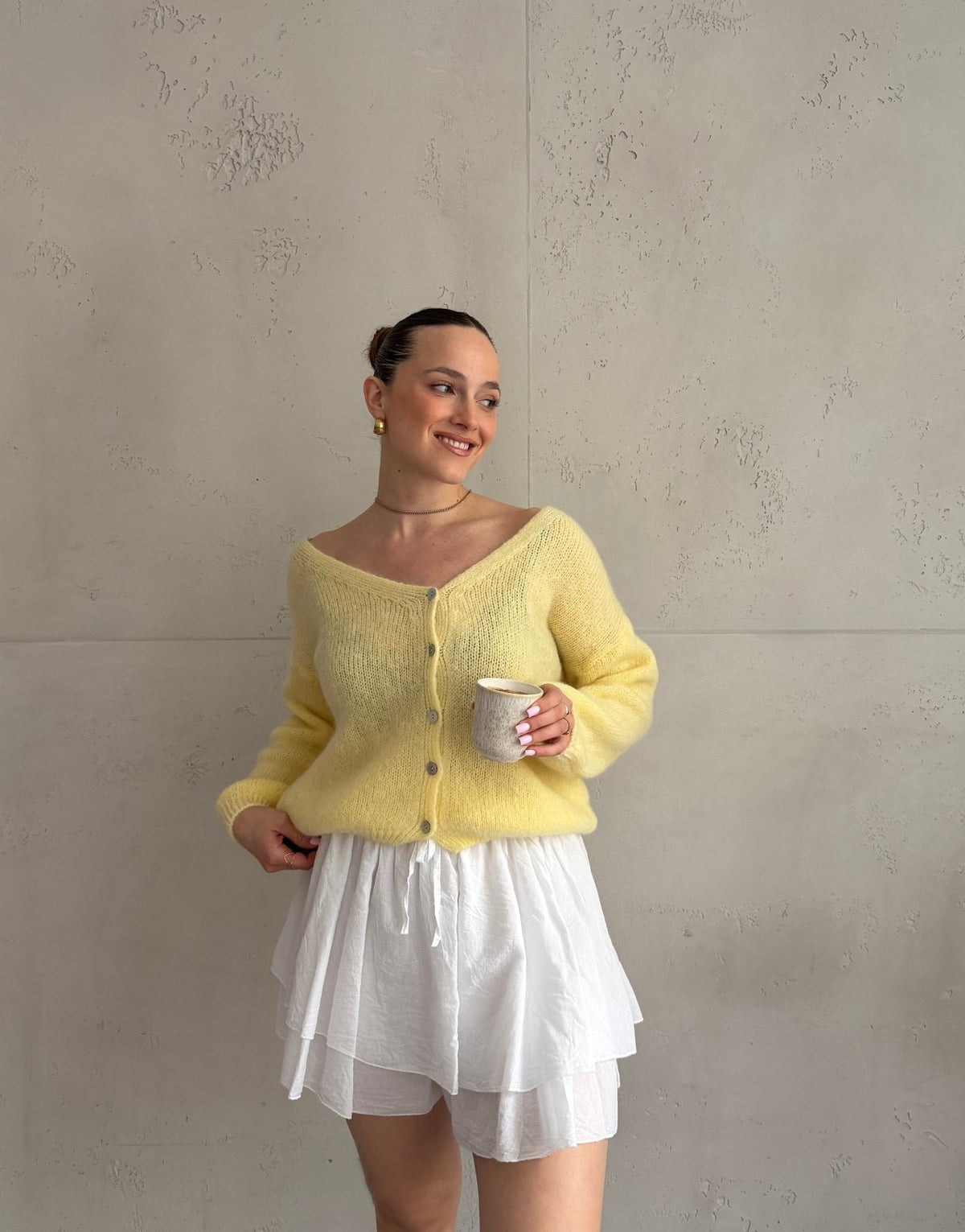 Kurze Mohair Strickjacke mit V - Ausschhnitt - Switch - Fashion