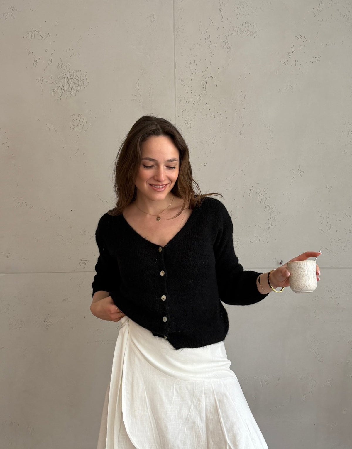 Kurze Mohair Strickjacke mit V - Ausschhnitt - Switch - Fashion