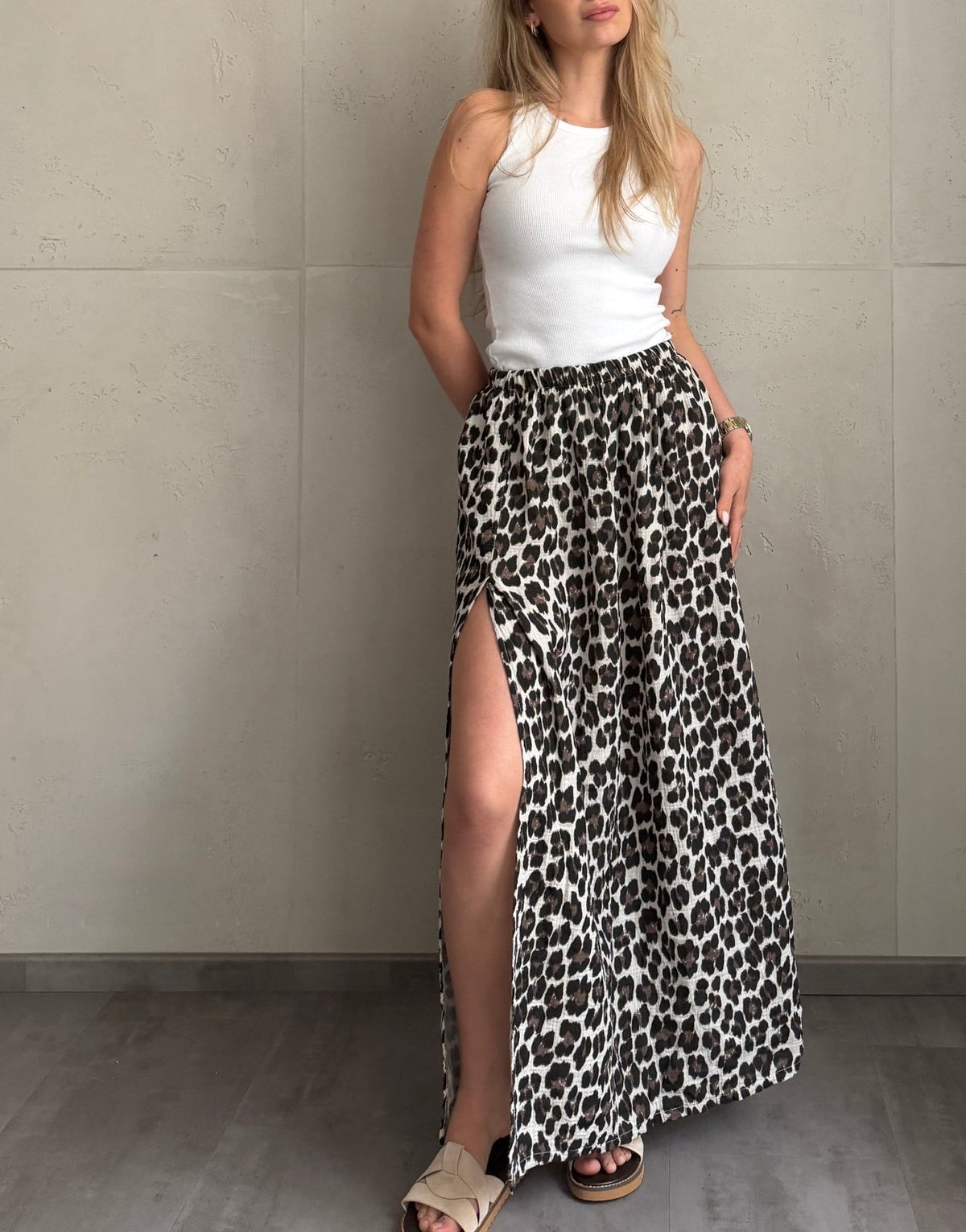 Leo Musselin Maxirock mit Cut - Out – 100% Baumwolle, nicht transparent - Switch - Fashion