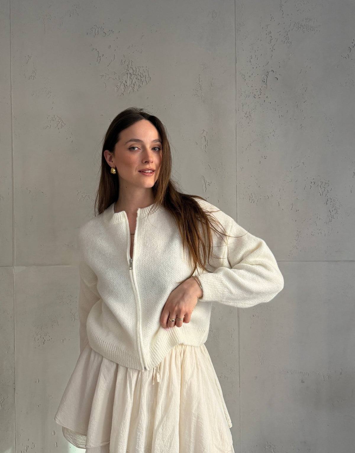Strickjacke im Bomber - Stil mit Reißverschluss - Switch - Fashion