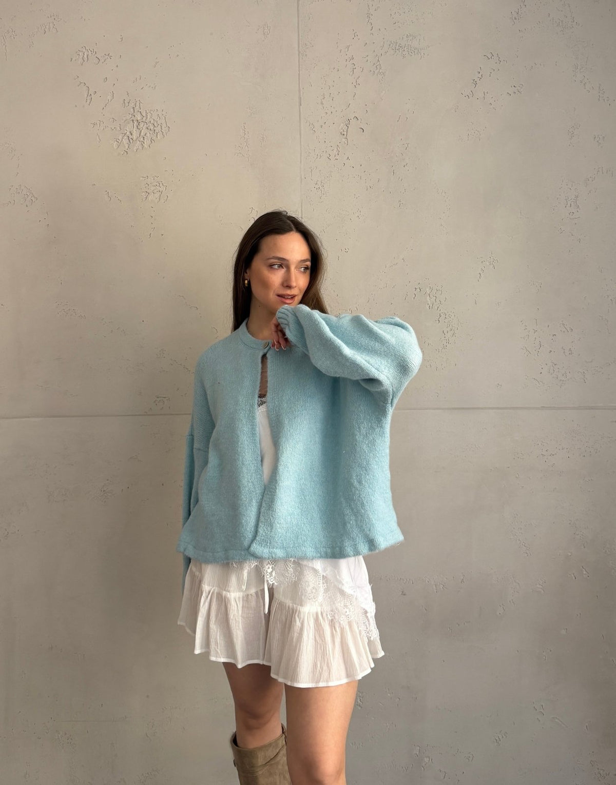 Strickjacke mit einem Knopf und weitem Arm - Switch - Fashion
