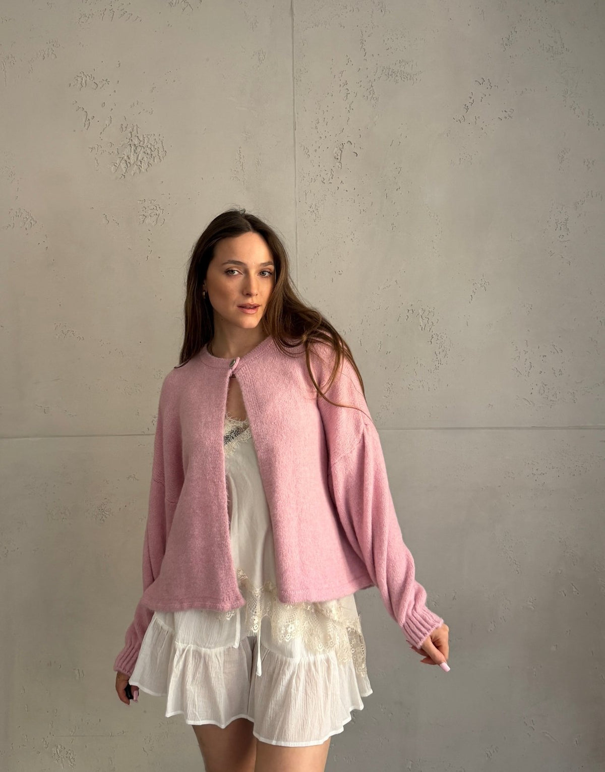 Strickjacke mit einem Knopf und weitem Arm - Switch - Fashion
