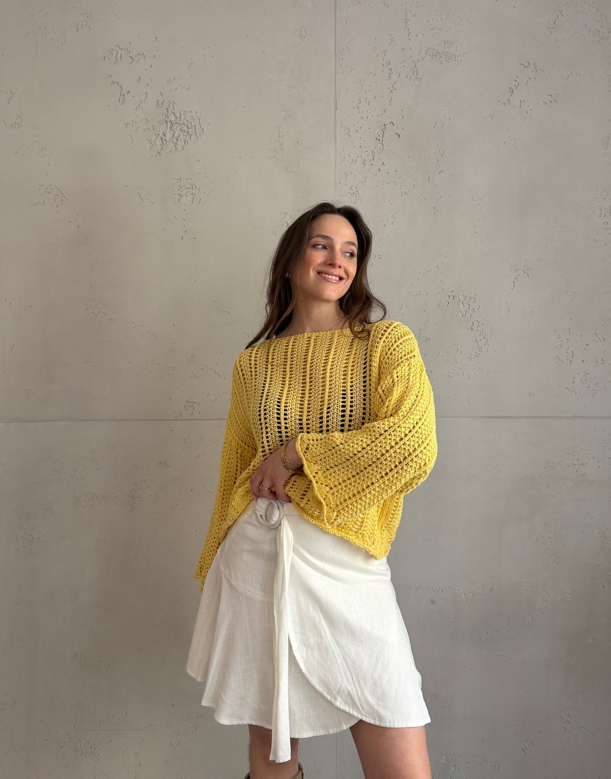 Weitmaschiger Häkelpullover mit überschnittenen Schultern - Switch - Fashion