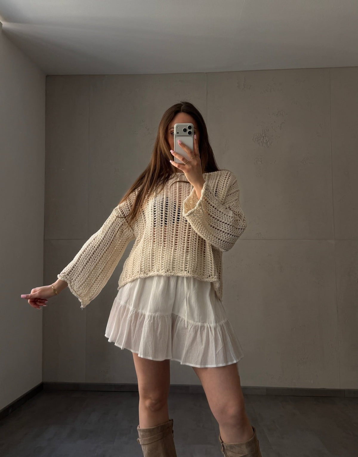 Weitmaschiger Häkelpullover mit überschnittenen Schultern - Switch - Fashion