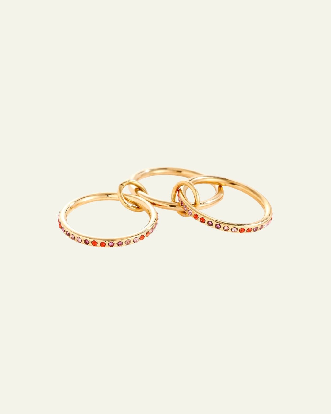 3 - Layer Goldring mit Zirkonia – Gradient Glitzersteine in Braun, Pink & Blau - Switch - Fashion