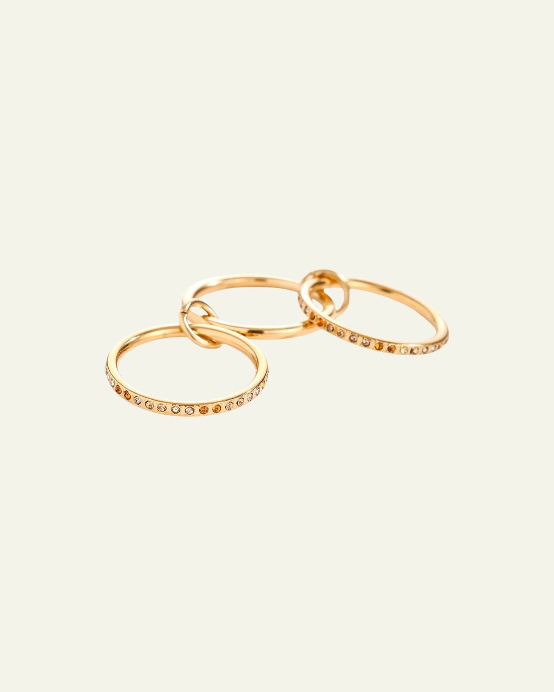 3 - Layer Goldring mit Zirkonia – Gradient Glitzersteine in Braun, Pink & Blau - Switch - Fashion