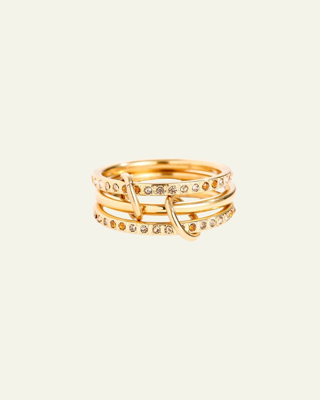 3 - Layer Goldring mit Zirkonia – Gradient Glitzersteine in Braun, Pink & Blau - Switch - Fashion