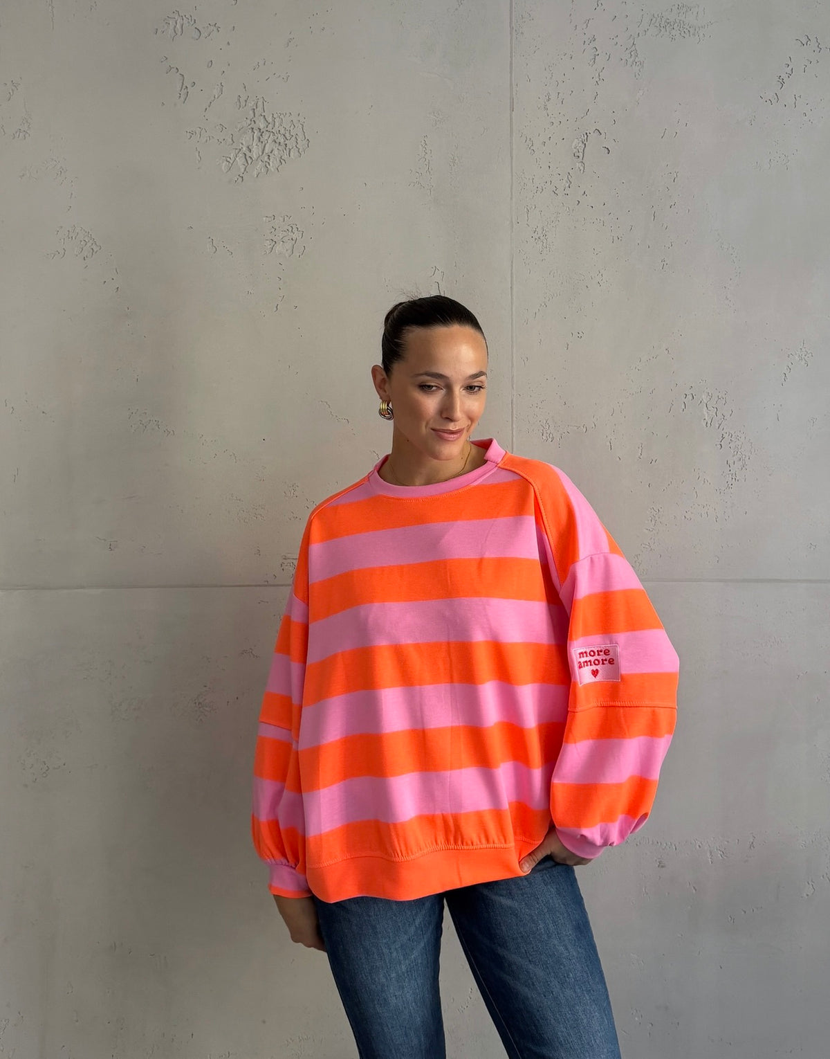 Gestreiftes More-Amore-Sweatshirt