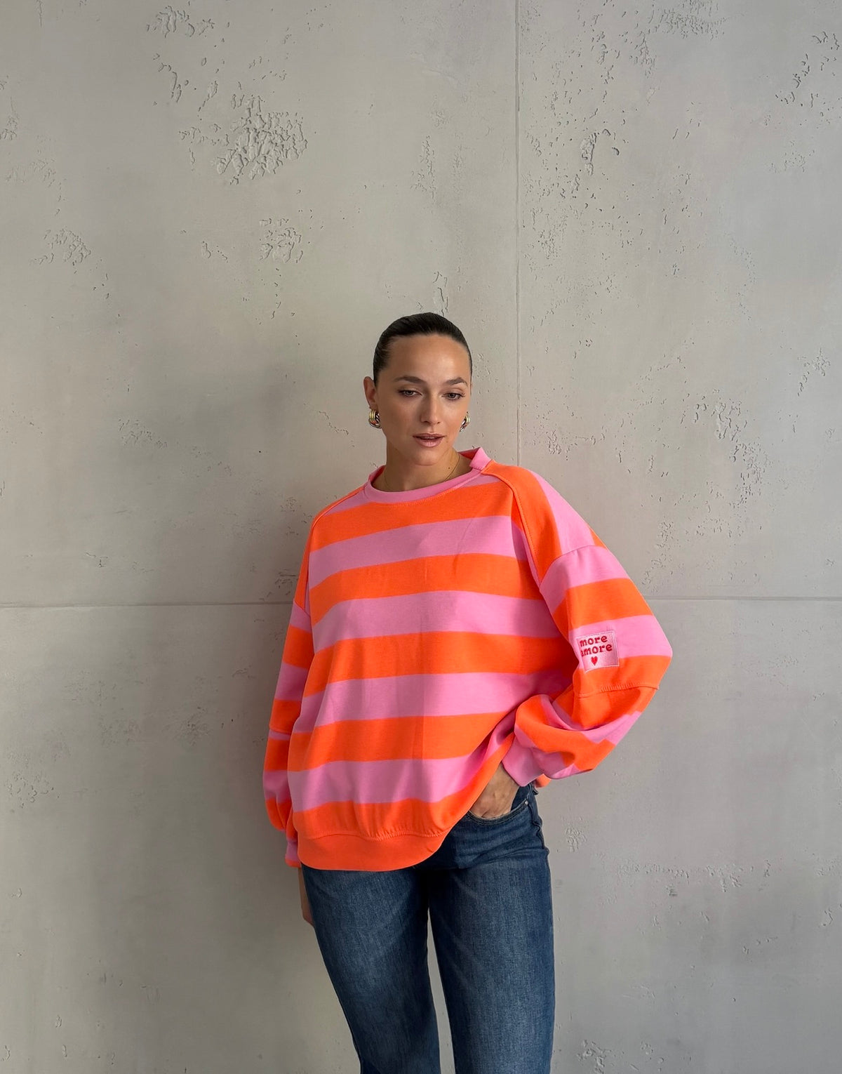 Gestreiftes More-Amore-Sweatshirt