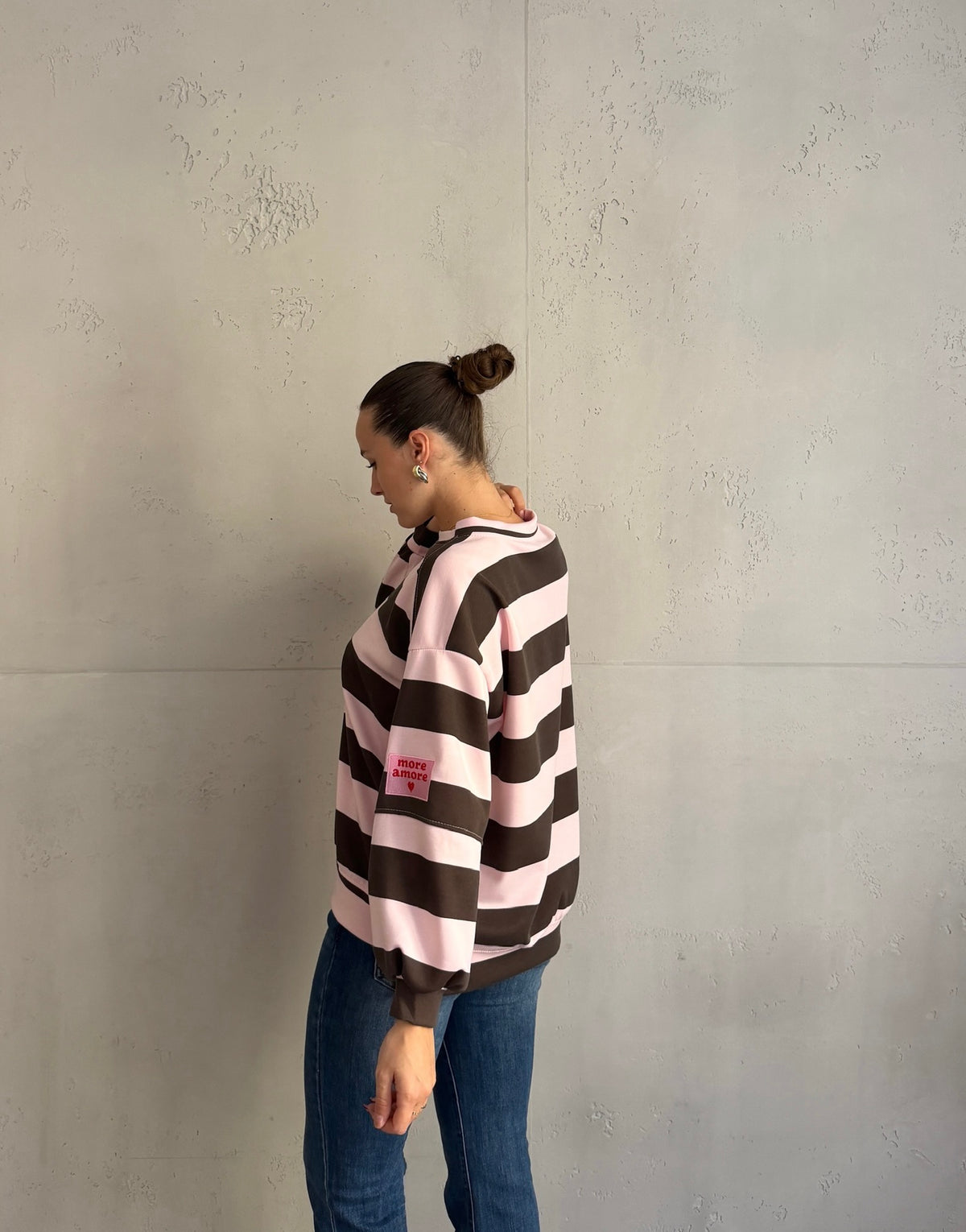 Gestreiftes More-Amore-Sweatshirt