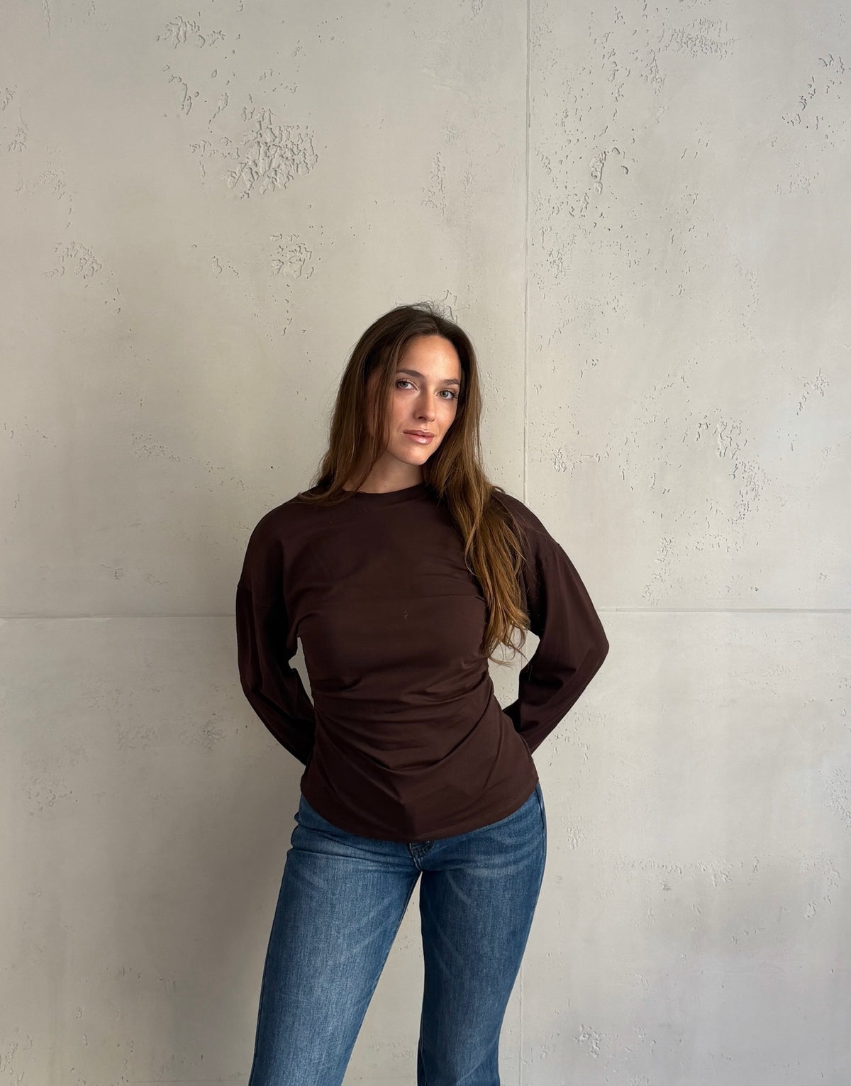 Tailliertes Uni-Longsleeve