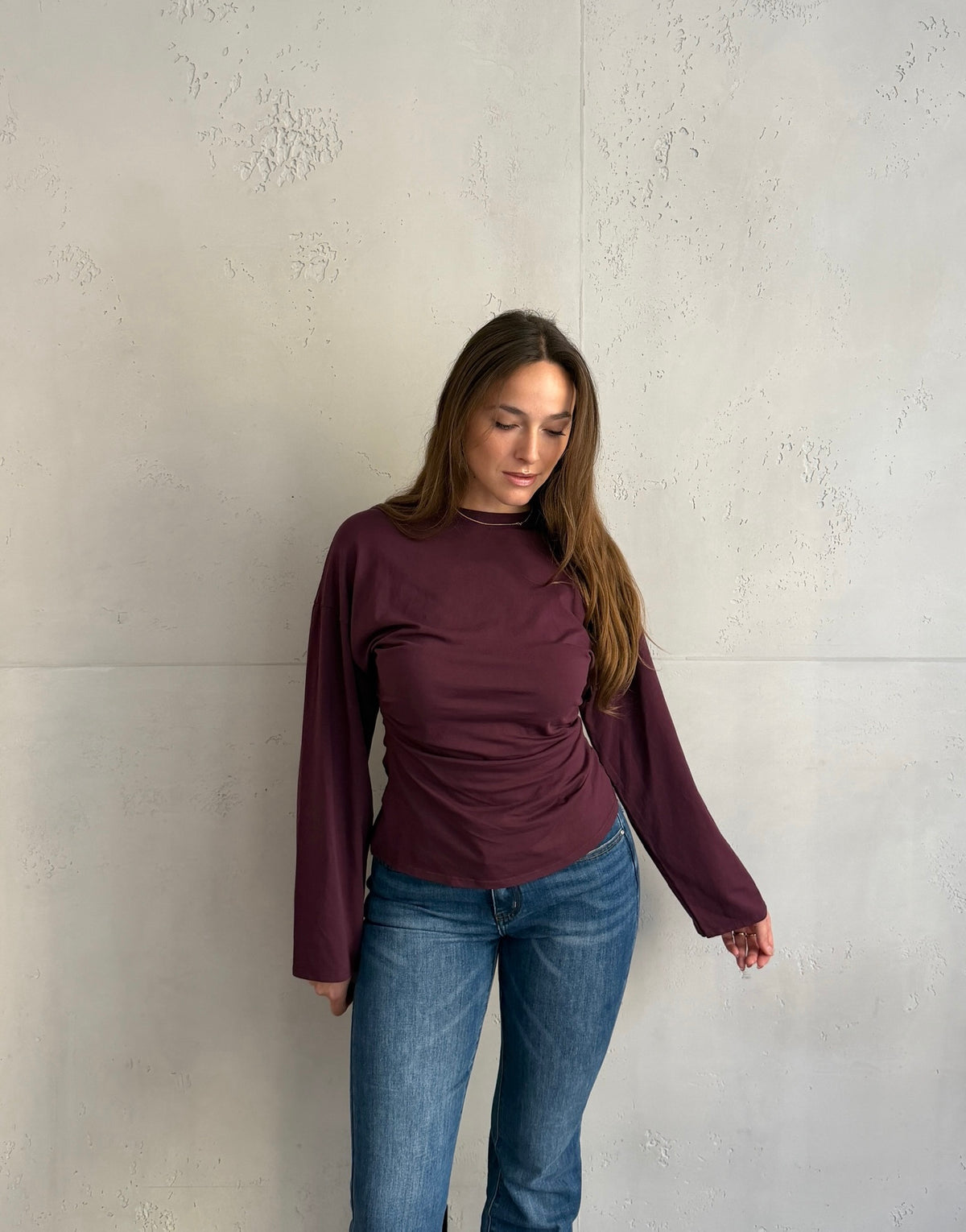 Tailliertes Uni-Longsleeve
