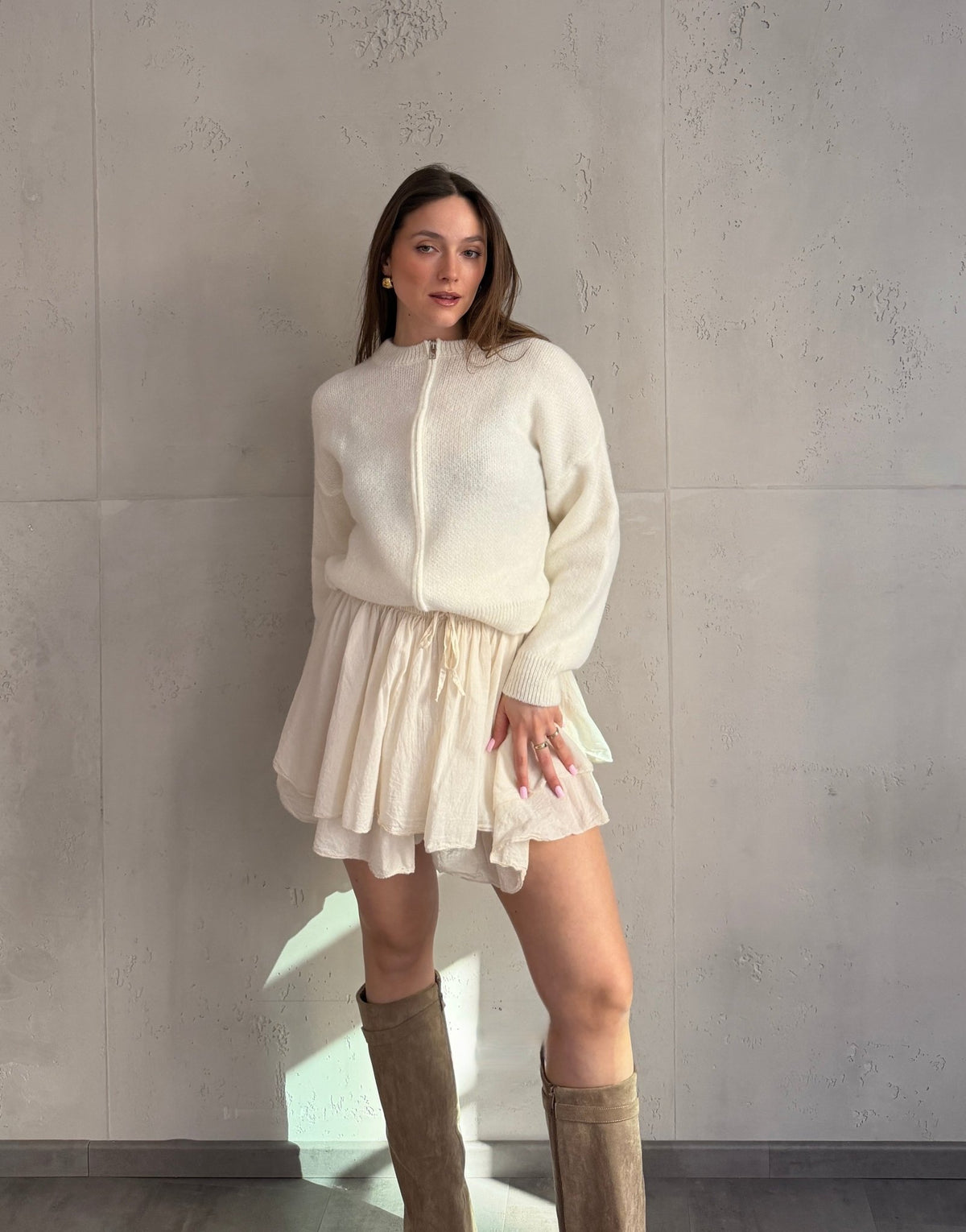Baumwoll - Minirock mit Shorts (Skort) im Rüschenlook - Switch - Fashion