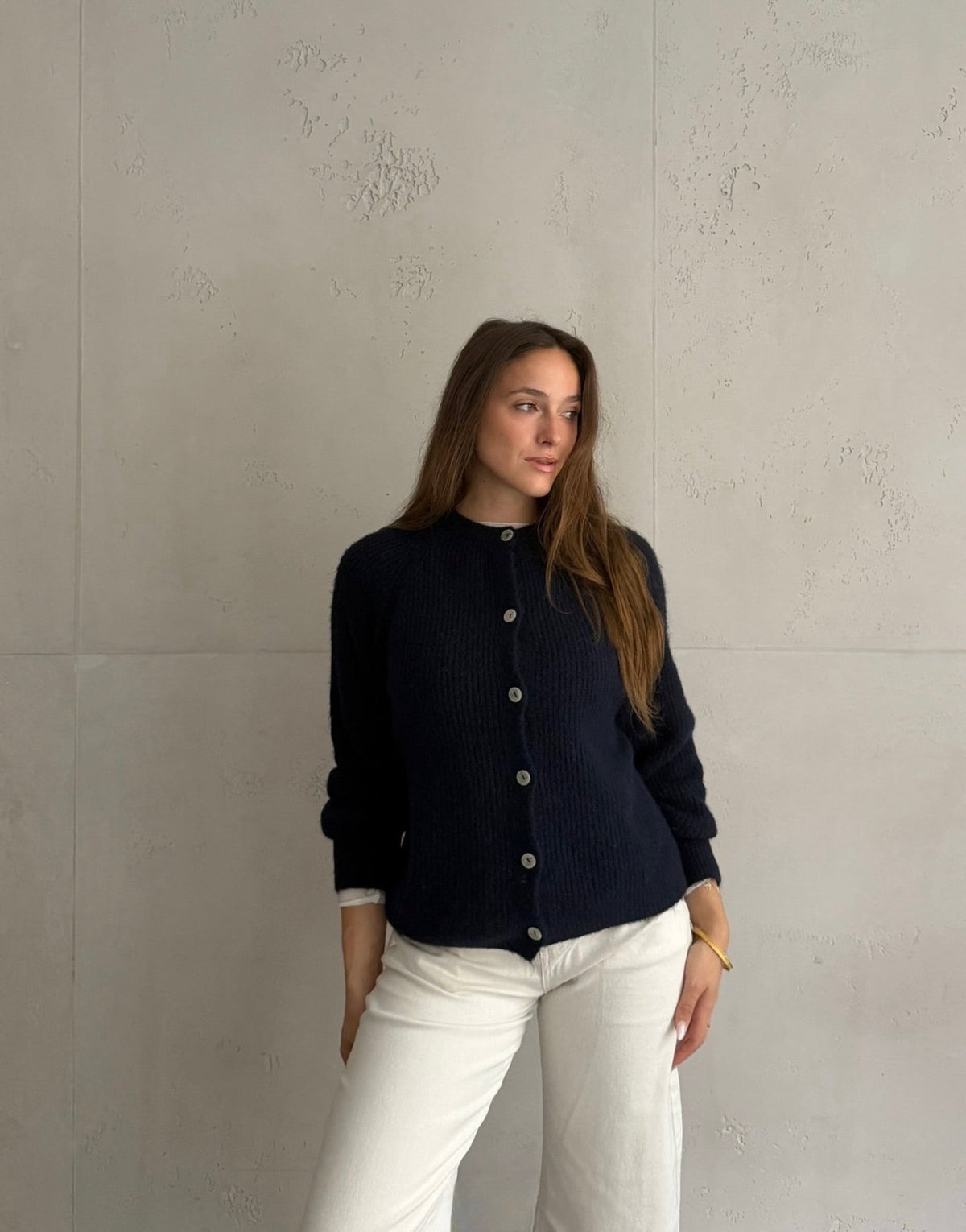 Gerippte Strickjacke mit Knopfleiste - Switch-Fashion
