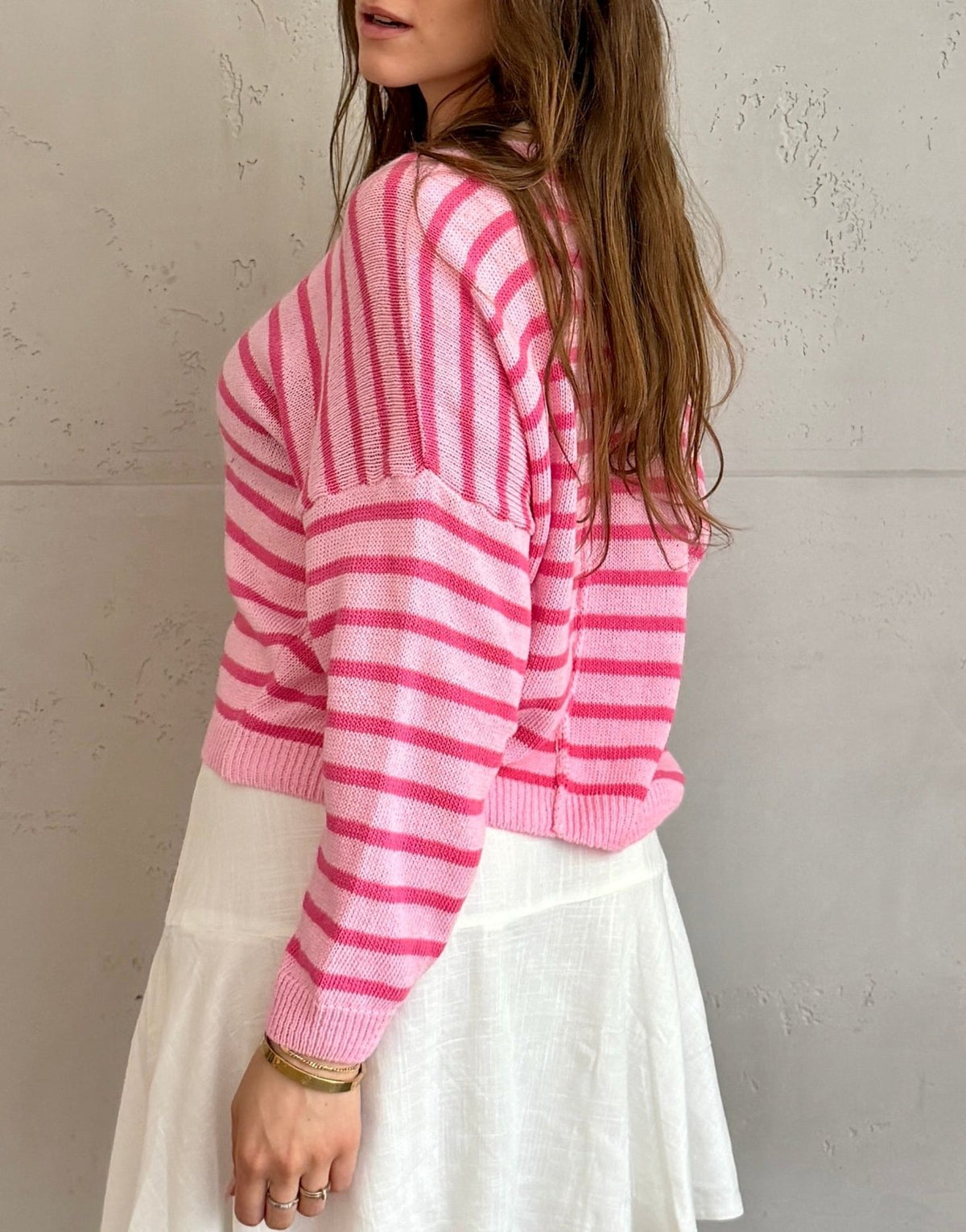 Gestreifter Baumwoll - Pullover mit Außennaht - Switch - Fashion