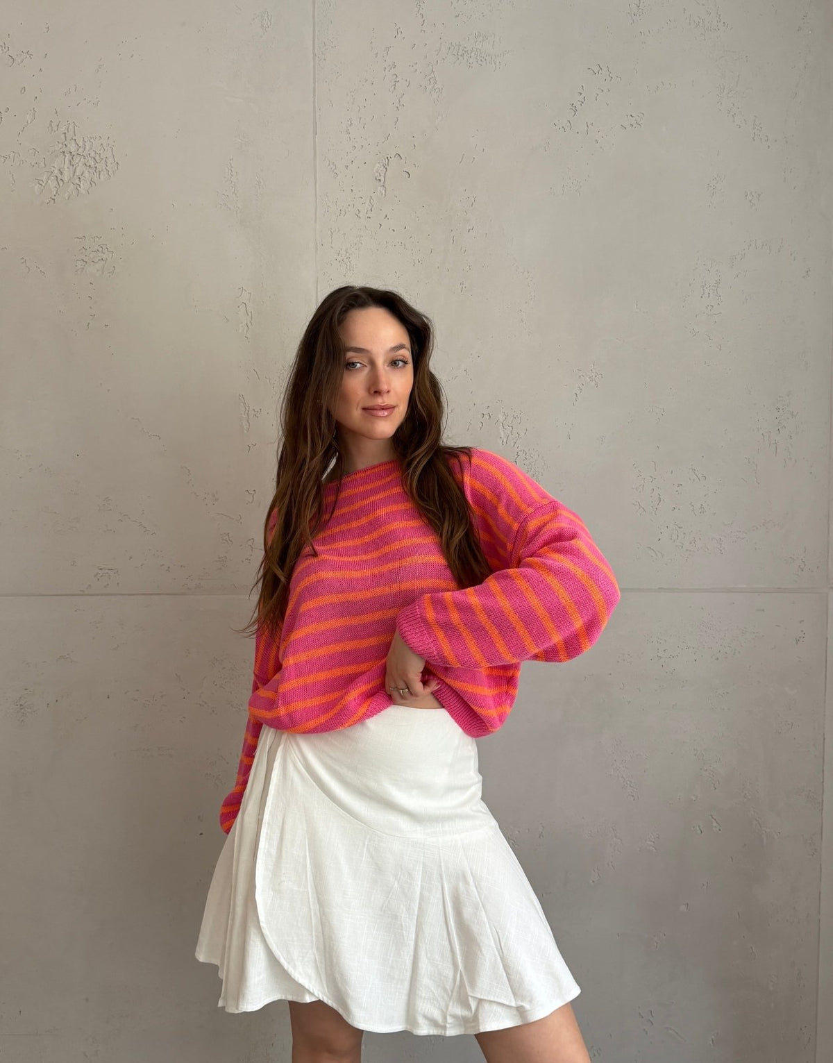 Gestreifter Baumwoll - Pullover mit Außennaht - Switch - Fashion