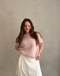 Gestreifter Kurzarm Pullover