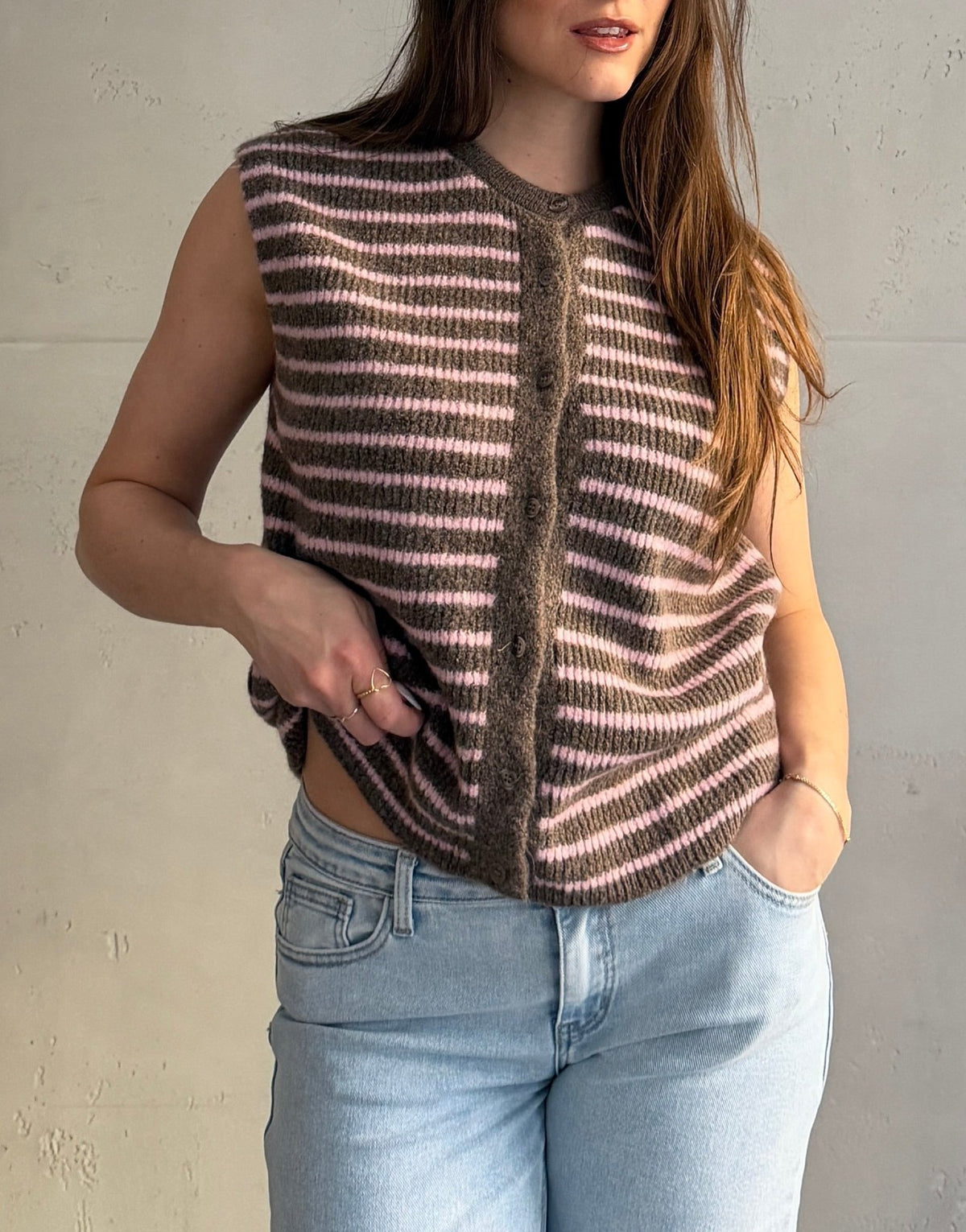 Gestreifter Pullunder mit Knopfleiste - Switch - Fashion
