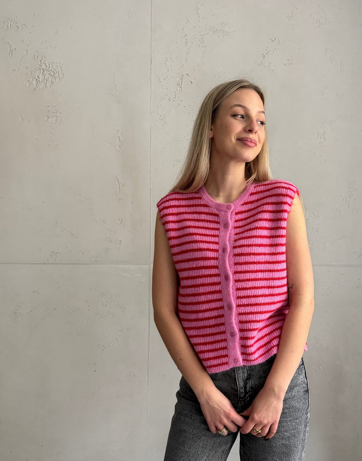Gestreifter Pullunder mit Knopfleiste - Switch - Fashion