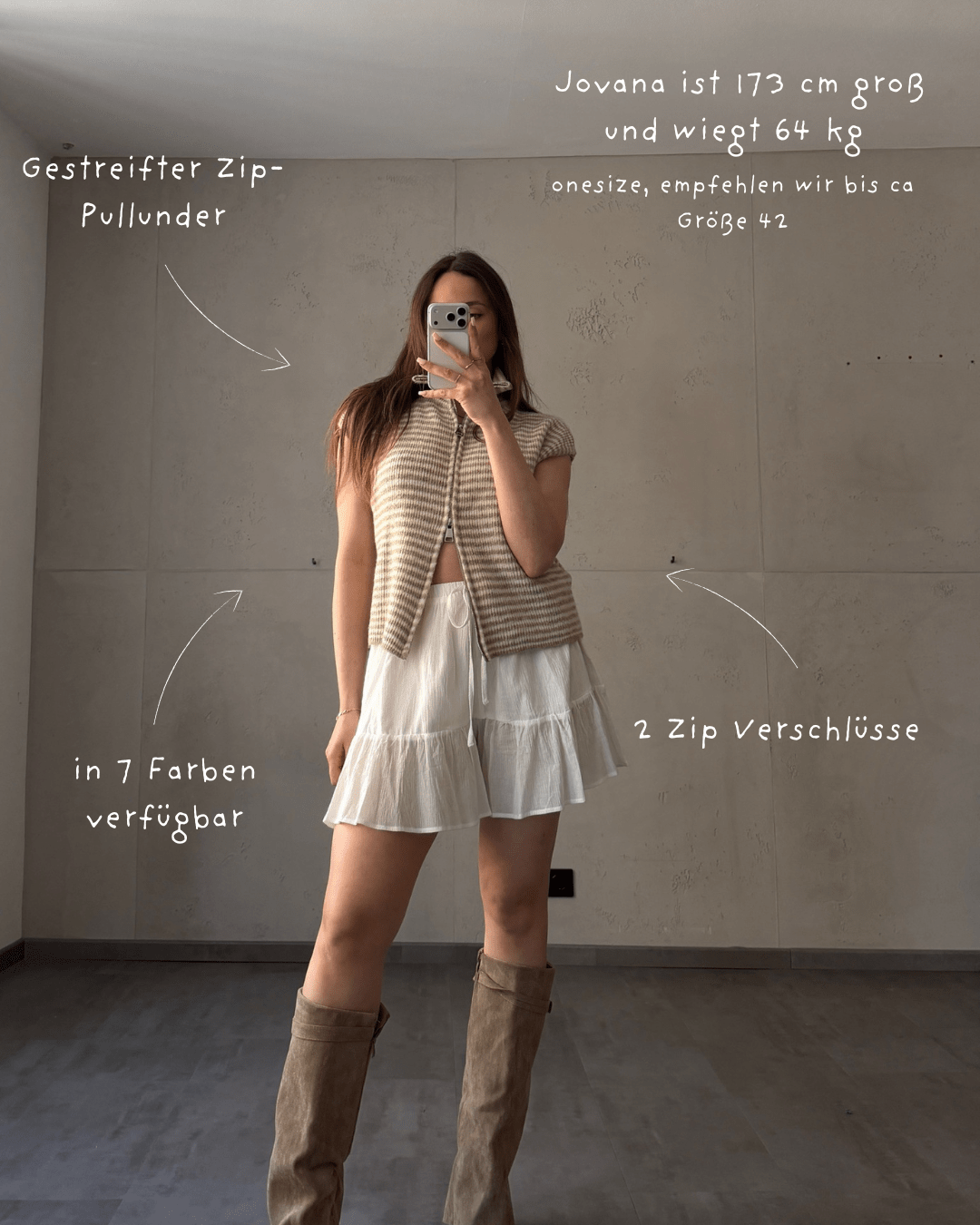 Gestreifter Zip - Pullunder - Switch - Fashion