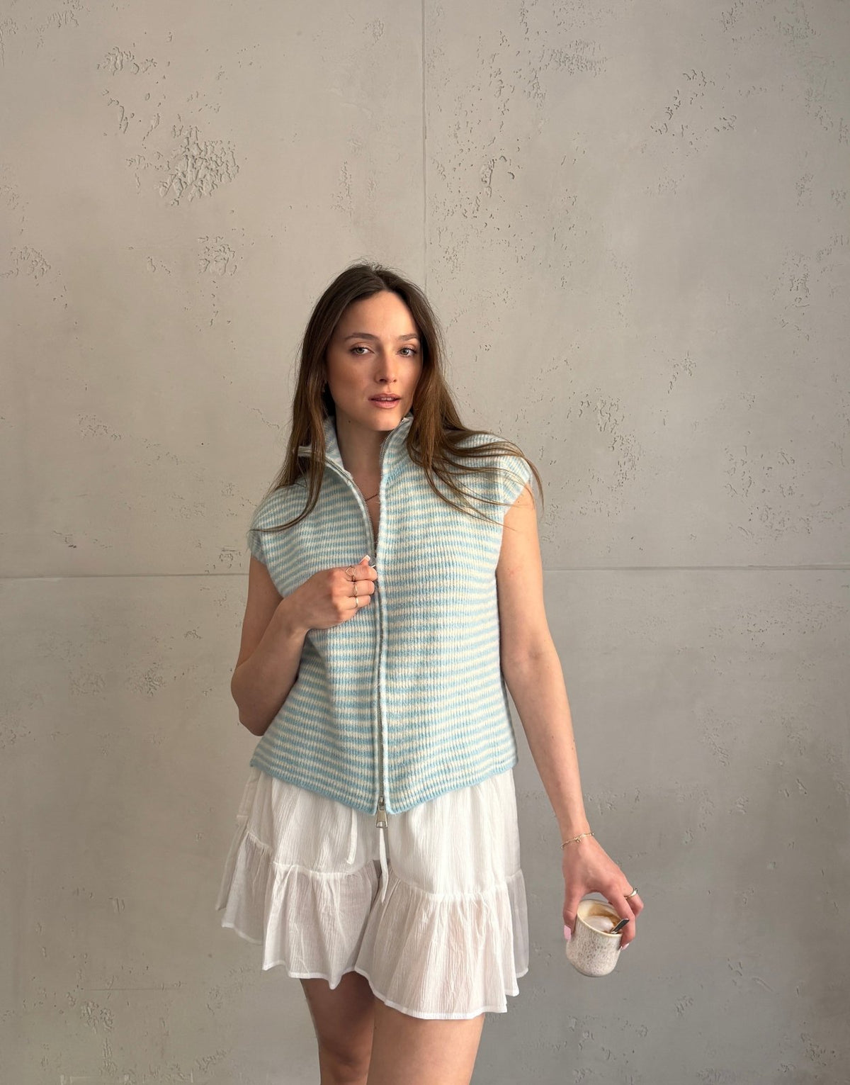 Gestreifter Zip - Pullunder - Switch - Fashion