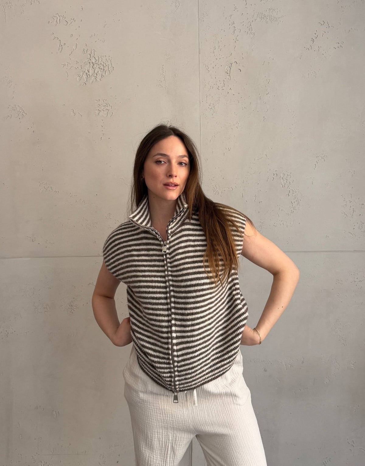 Gestreifter Zip - Pullunder - Switch - Fashion