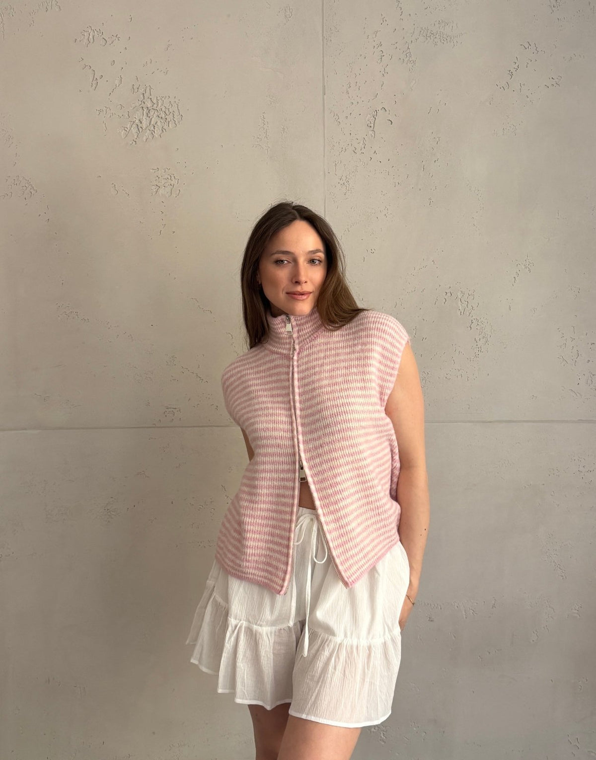 Gestreifter Zip - Pullunder - Switch - Fashion