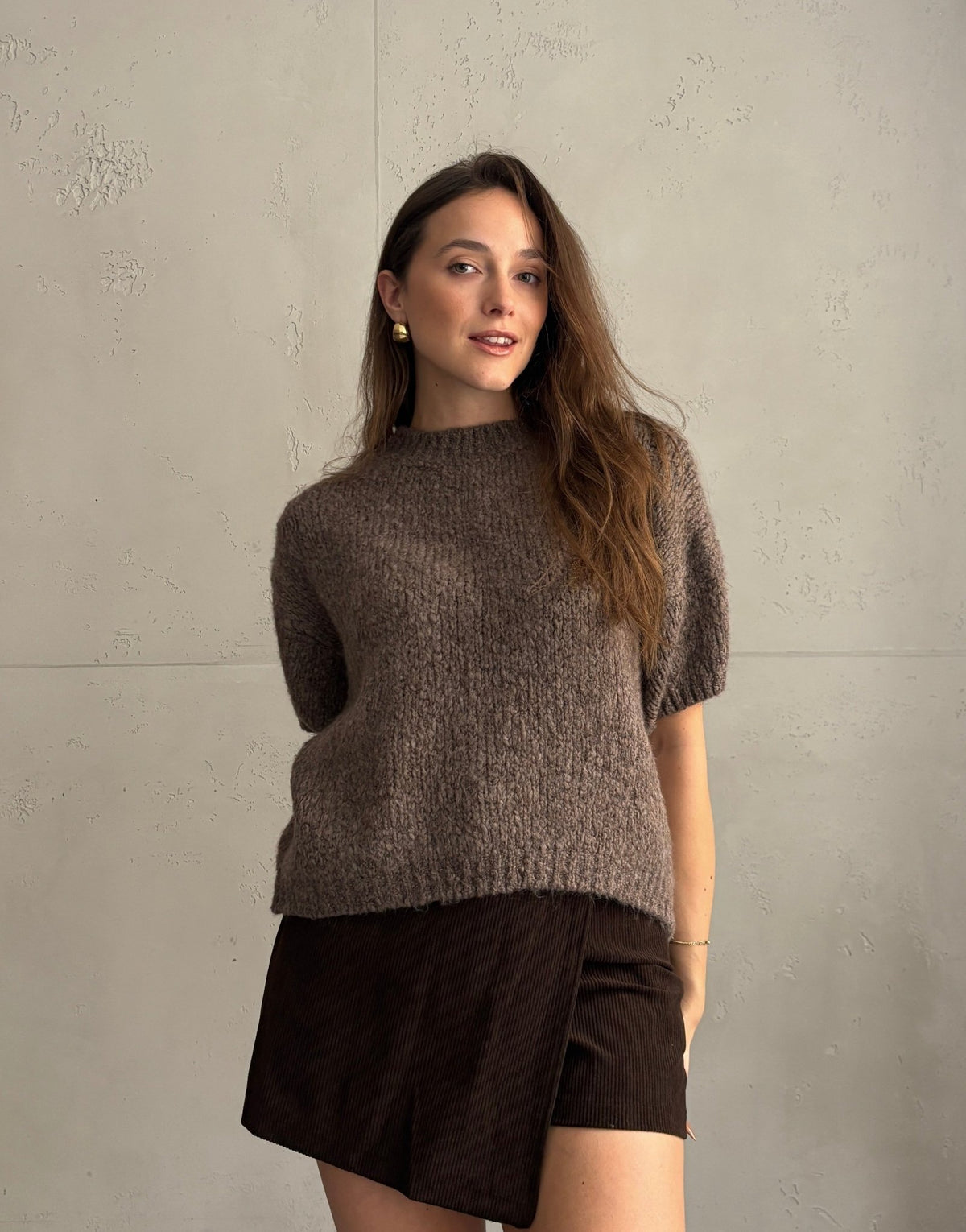 Kurzarm-Pullover aus Grobstrick