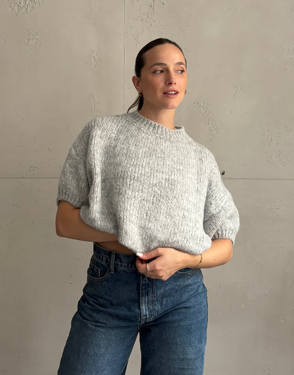 Kurzarm-Pullover aus Grobstrick