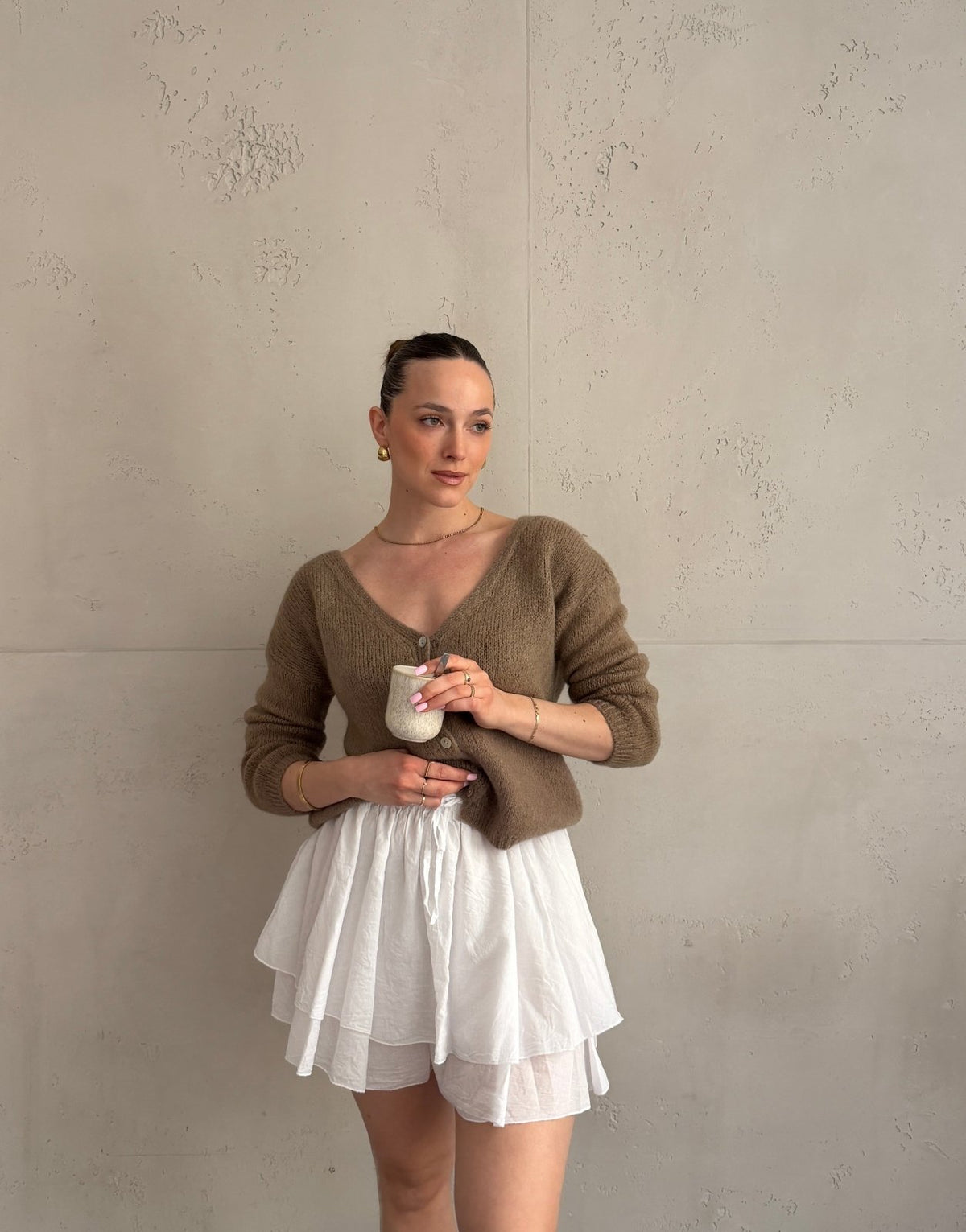 Kurze Mohair Strickjacke mit V - Ausschhnitt - Switch - Fashion