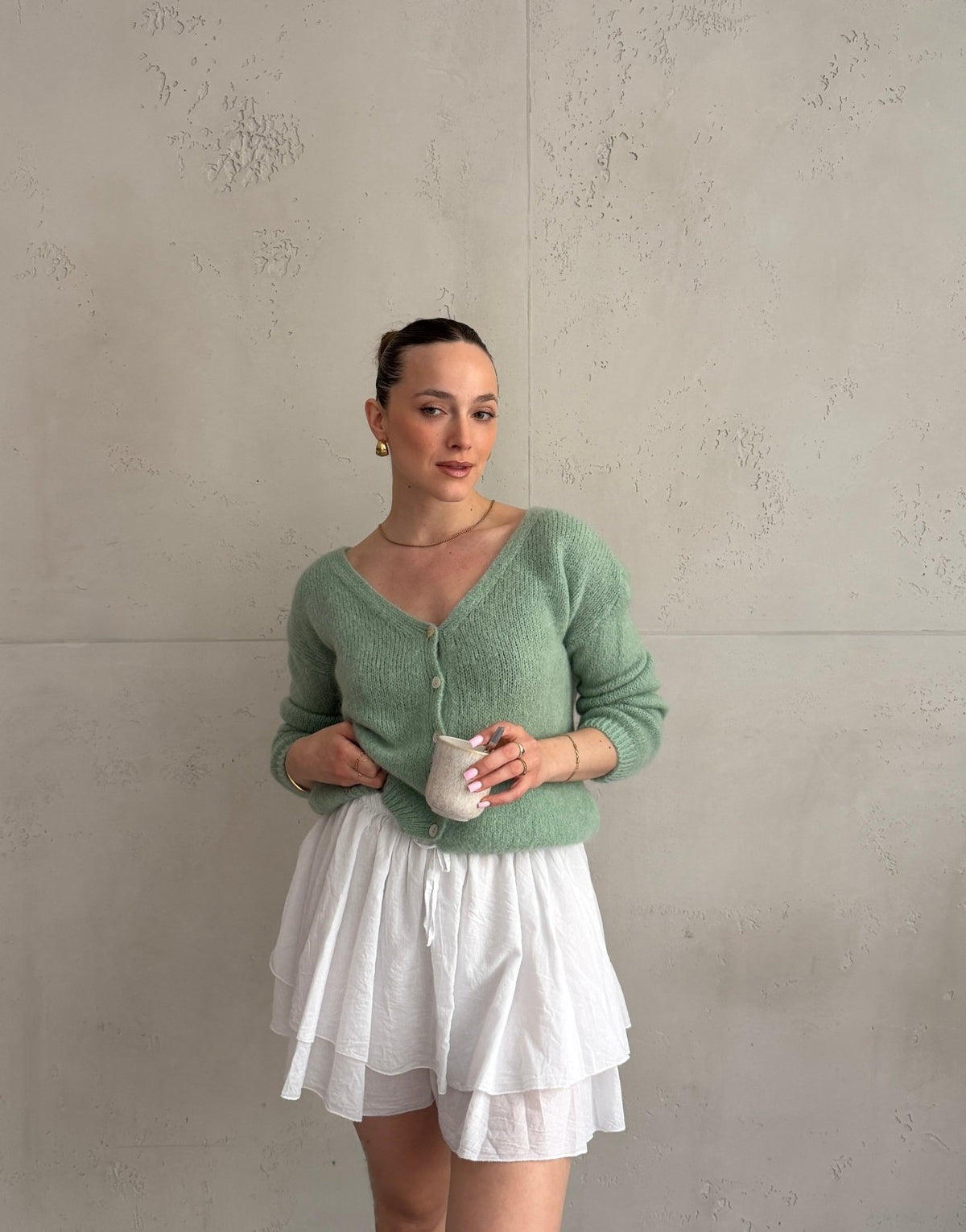Kurze Mohair Strickjacke mit V - Ausschhnitt - Switch - Fashion