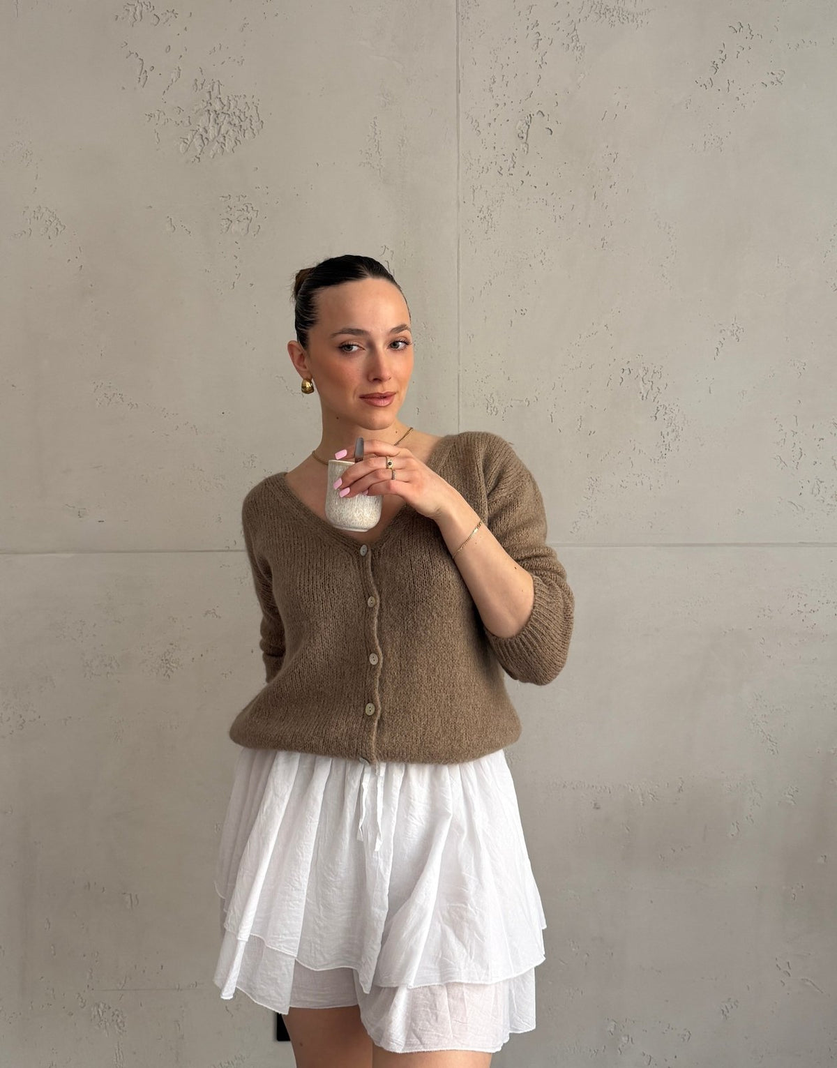 Kurze Mohair Strickjacke mit V - Ausschhnitt - Switch - Fashion