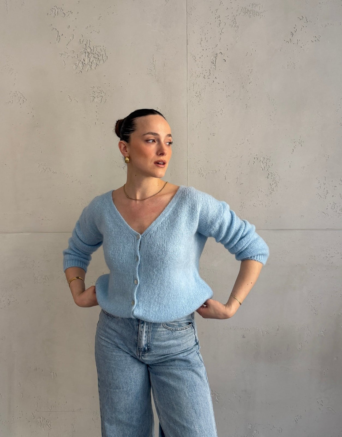 Kurze Mohair Strickjacke mit V - Ausschhnitt - Switch - Fashion
