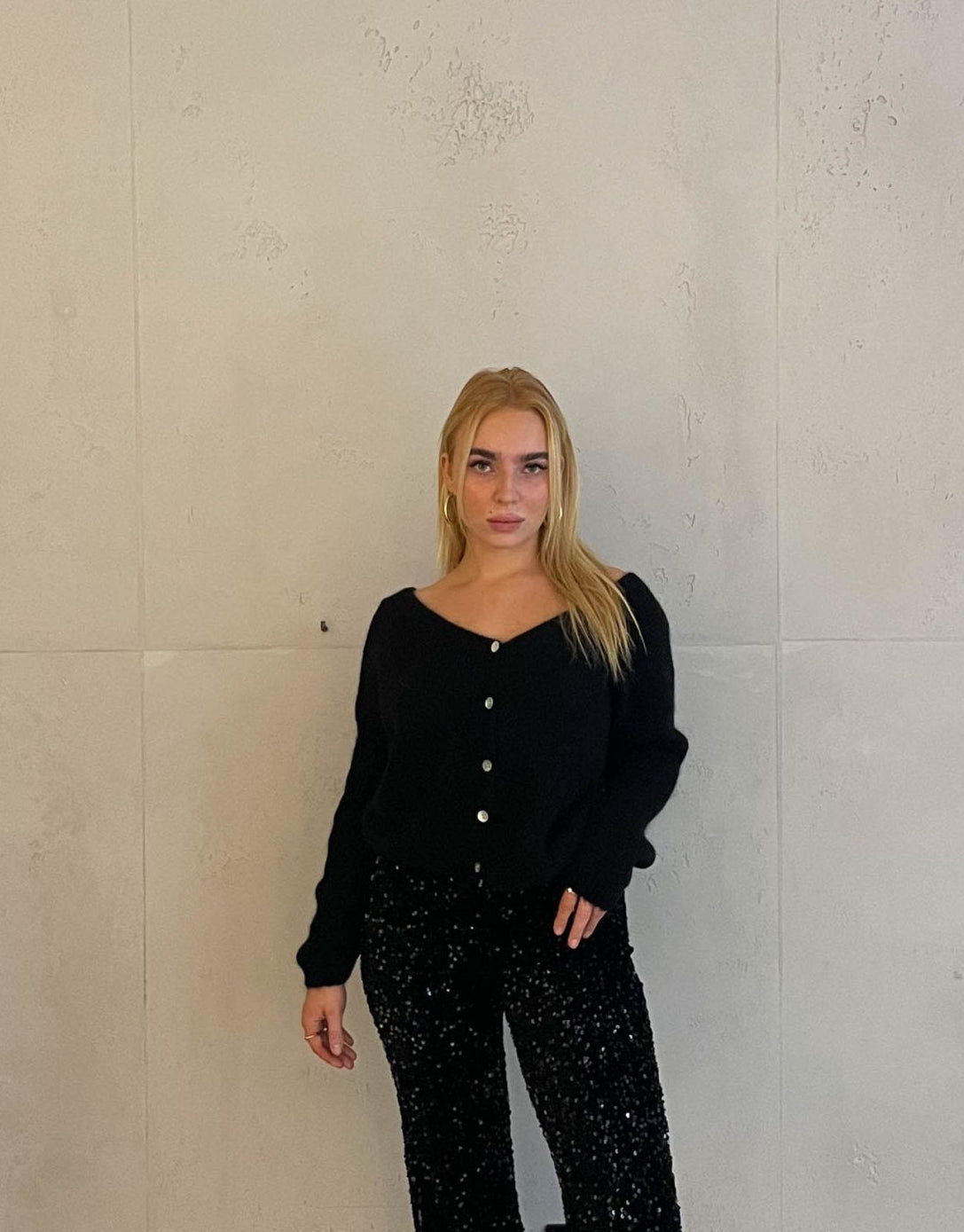 Kurze Mohair Strickjacke - Bild mit Model