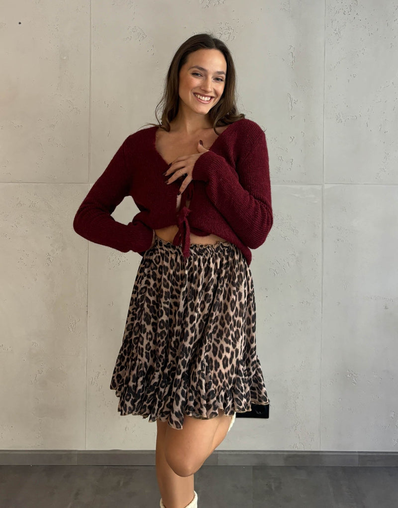 Kurzer Leo Rock mit Rüschen in Taupe