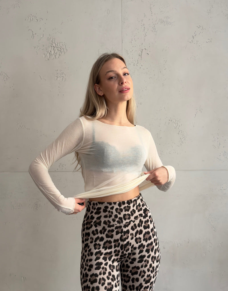Longsleeve mit Cashmere-Blend in Offwhite