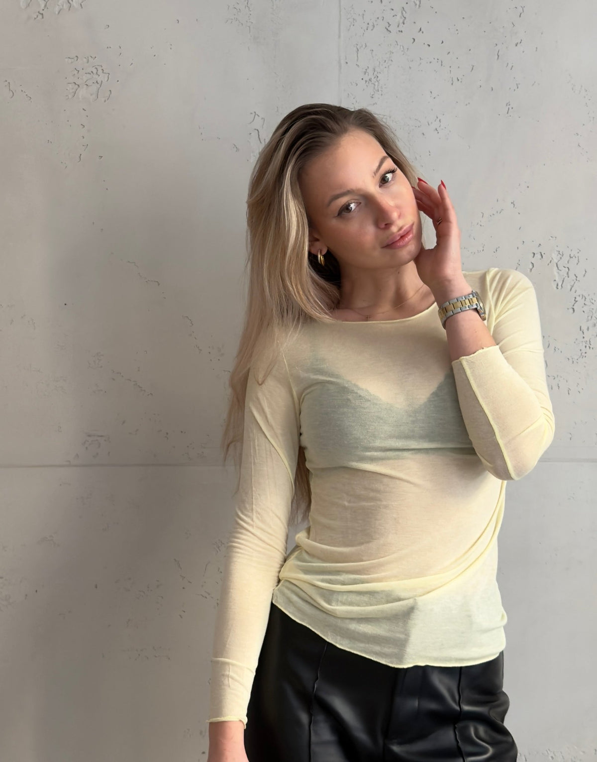 Luxury Basic: Longsleeve mit Cashmere - Blend - Switch - Fashion