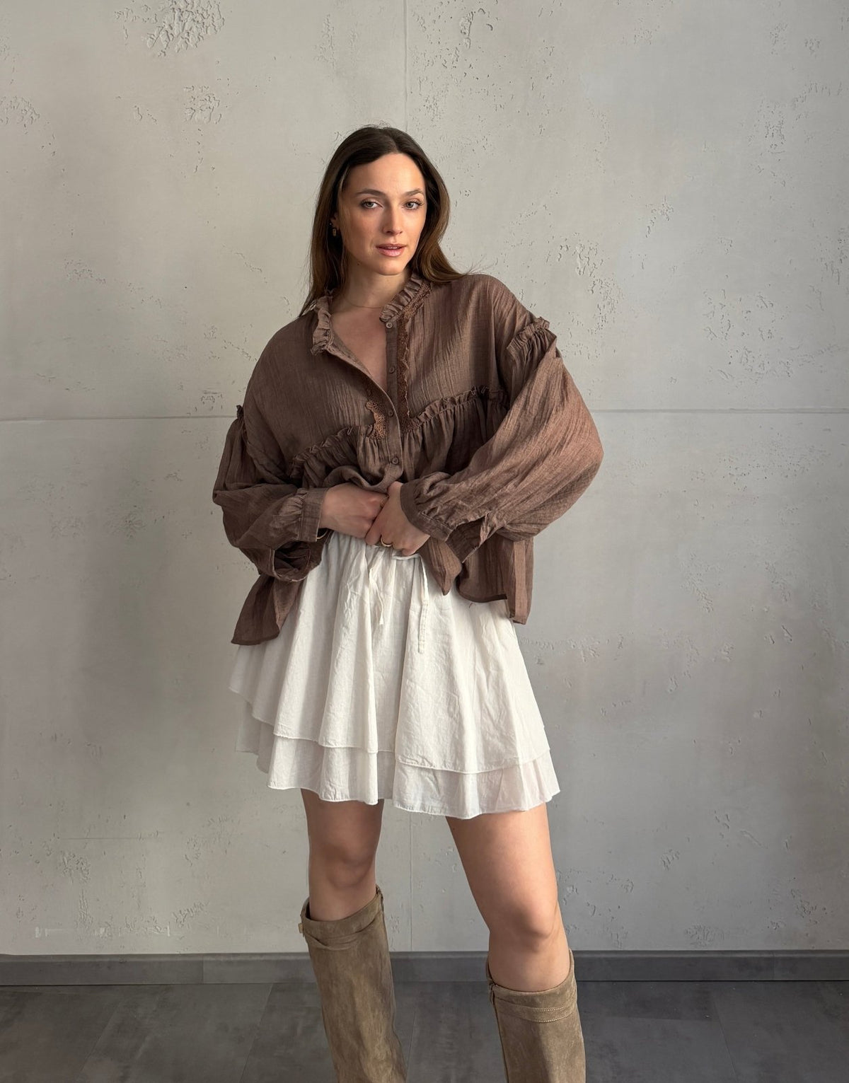 Mini - Baumwollrock mit Layer - Detail – 100% Baumwolle - Switch - Fashion
