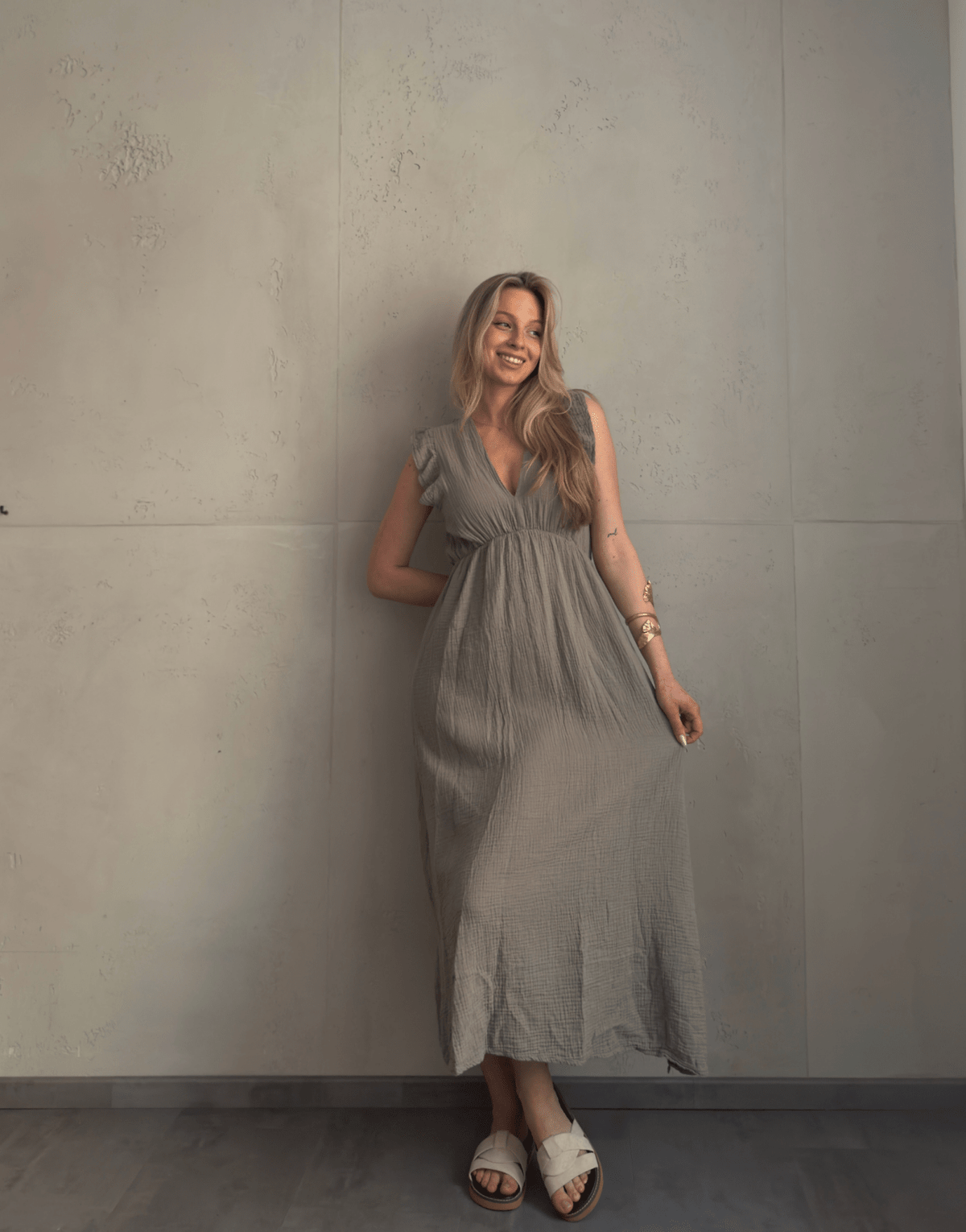 Musselin Maxikleid mit Rückenausschnitt uni – Fließend, leicht, sommerlich - Switch - Fashion