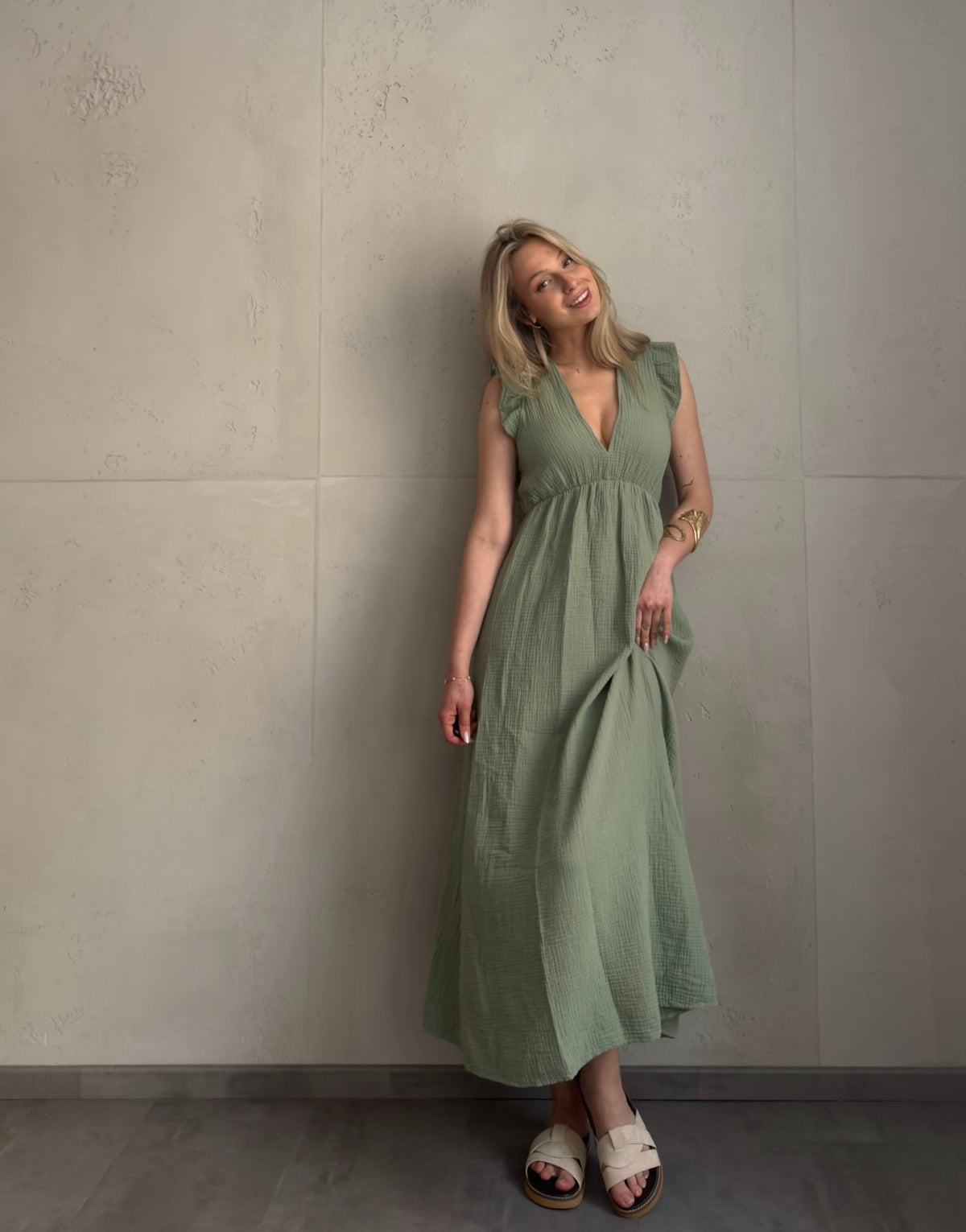 Musselin Maxikleid mit Rückenausschnitt uni – Fließend, leicht, sommerlich - Switch - Fashion